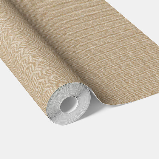 Neutral Herringbone Textured Traditional Wallpaper Sample (Gold Beige/ Khaki)