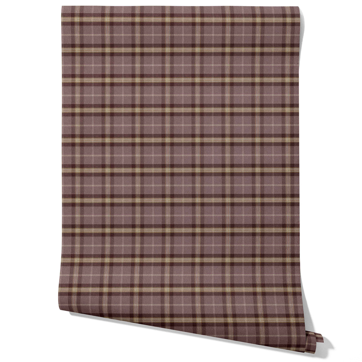 Geometric Plaid Checkered Traditional Wallpaper Sample (Purple/ Mauve/ Pink/ Cream)