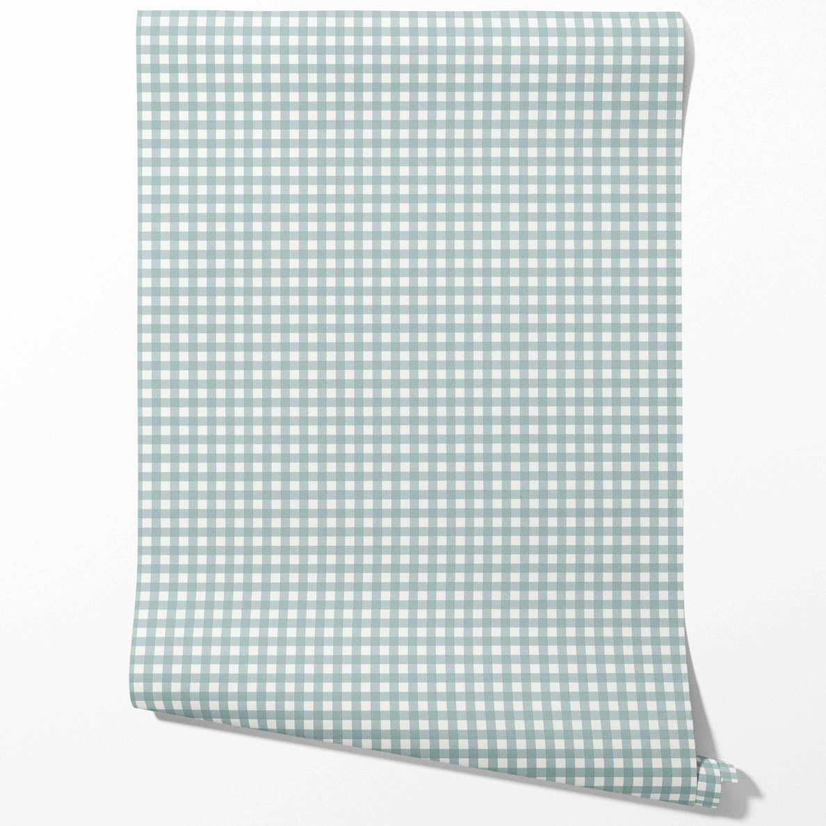 Geometric Gingham Checkered Traditional Wallpaper (Seaglass Blue)