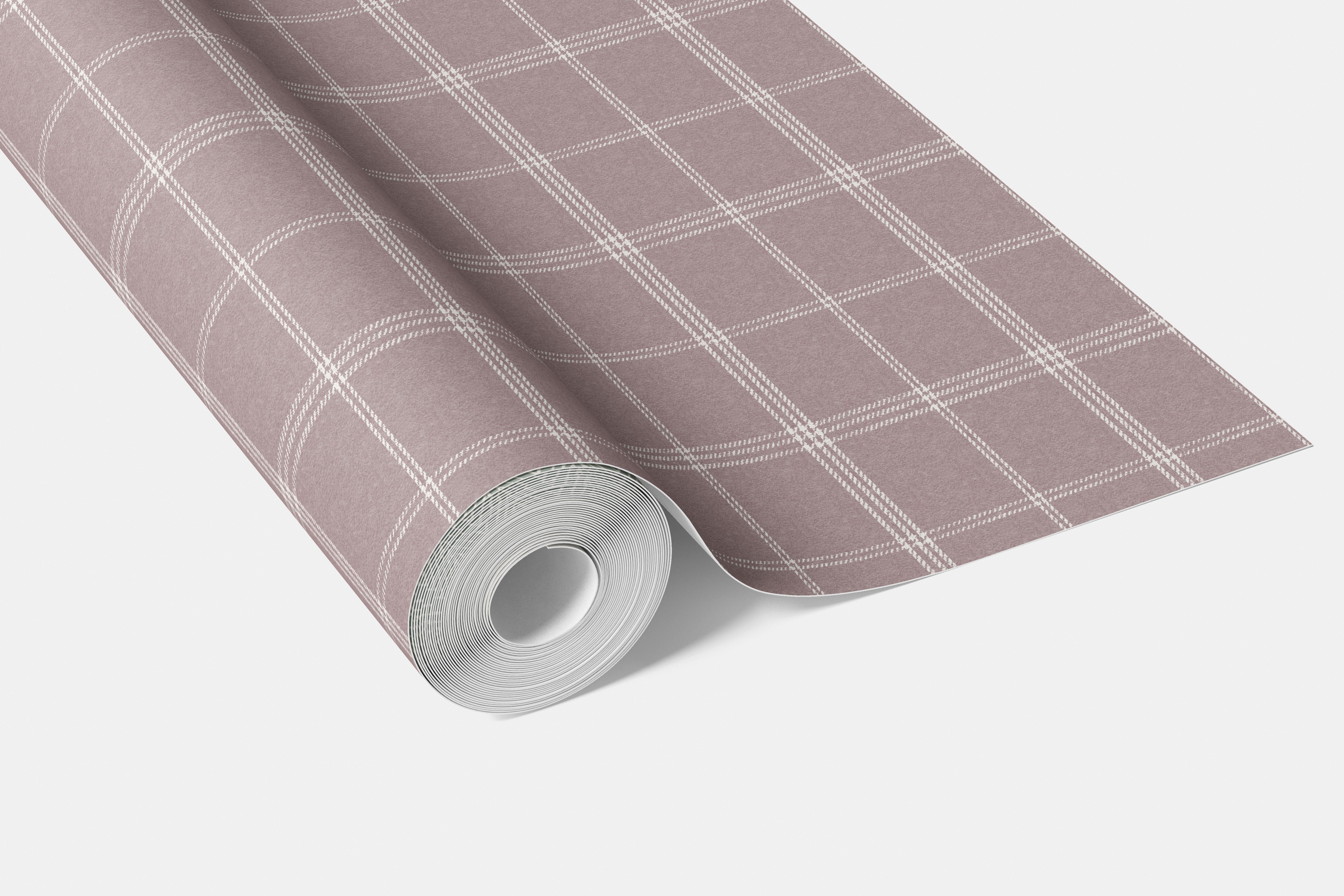 Geometric Plaid Checkered Bathroom Wallpaper Sample (Mauve/ Muted Pink)