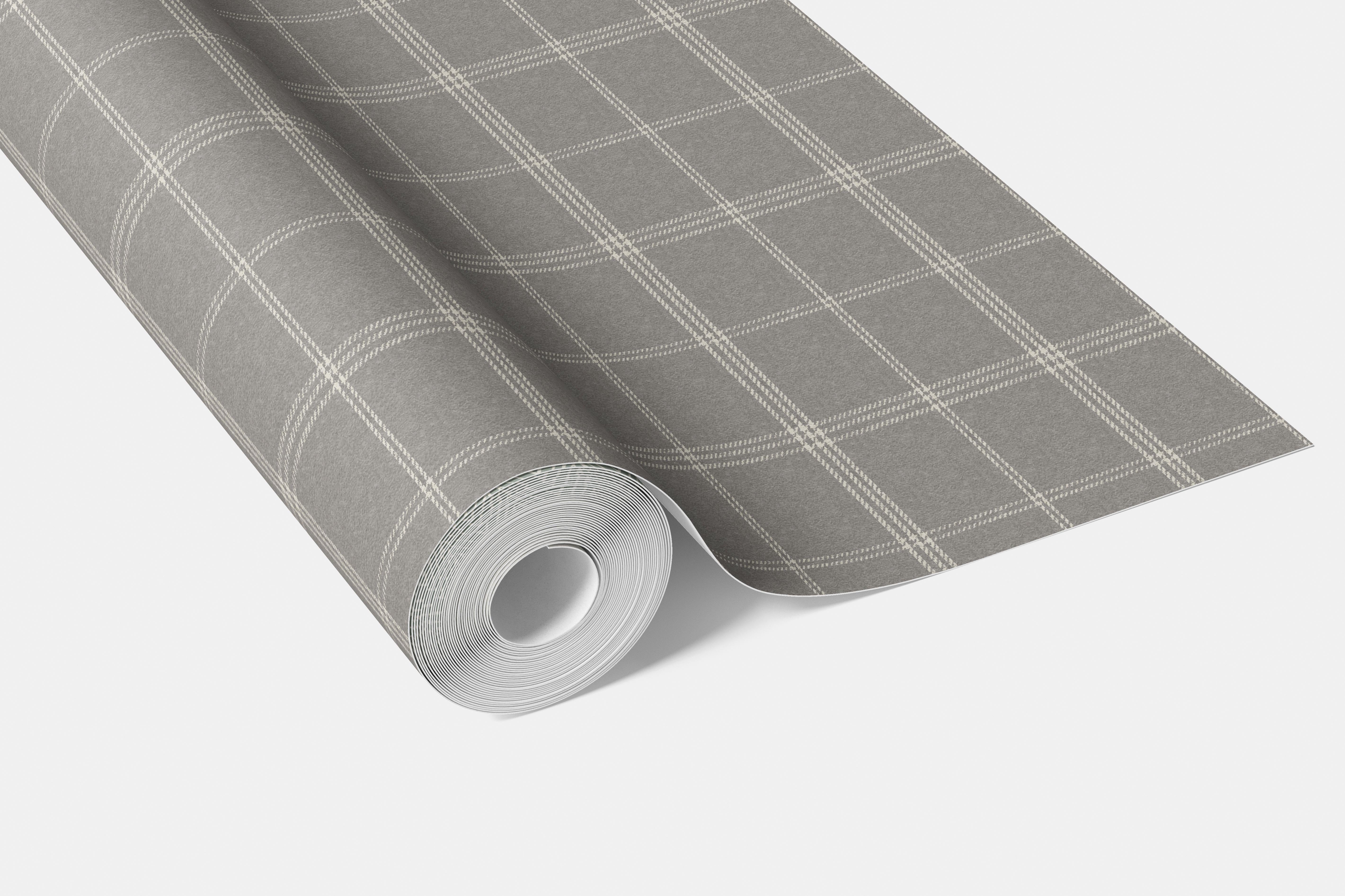 Neutral Geometric Plaid Checkered Bathroom Wallpaper (Gray)