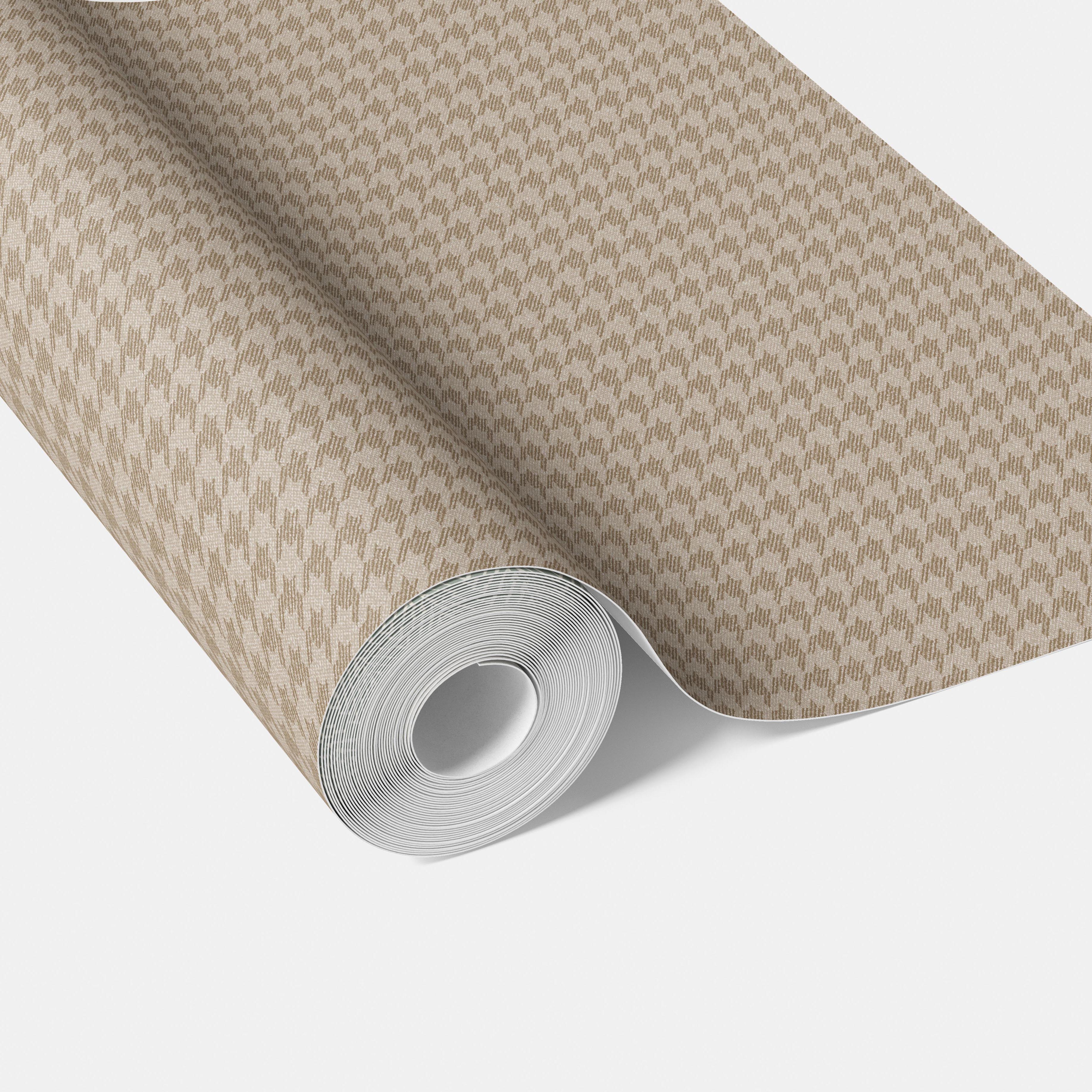 Neutral Plain/ Textured Houndstooth Traditional Wallpaper Sample (Light Brown/ Beige)