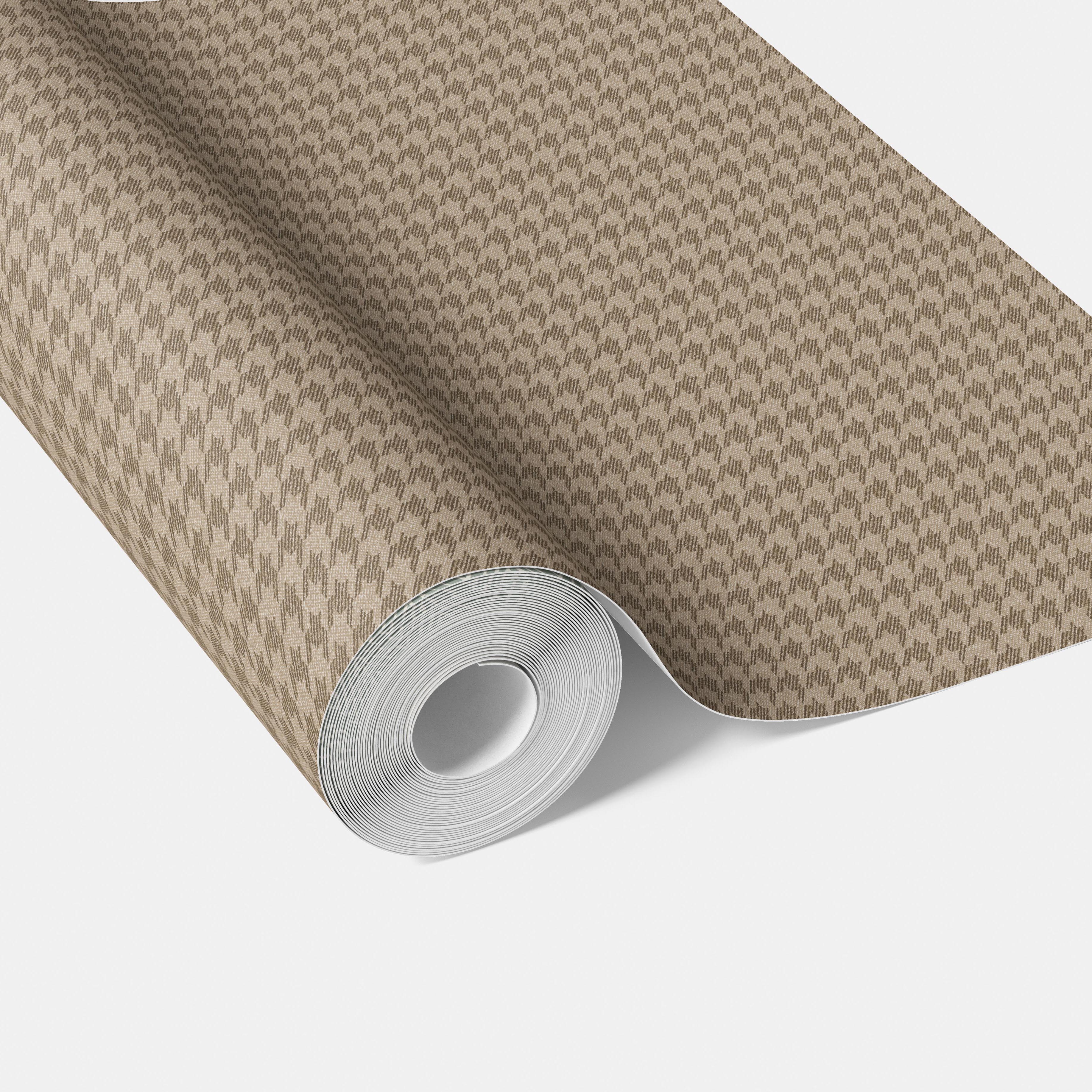 Neutral Plain/ Textured Houndstooth Traditional Wallpaper Sample (Coffee Brown)