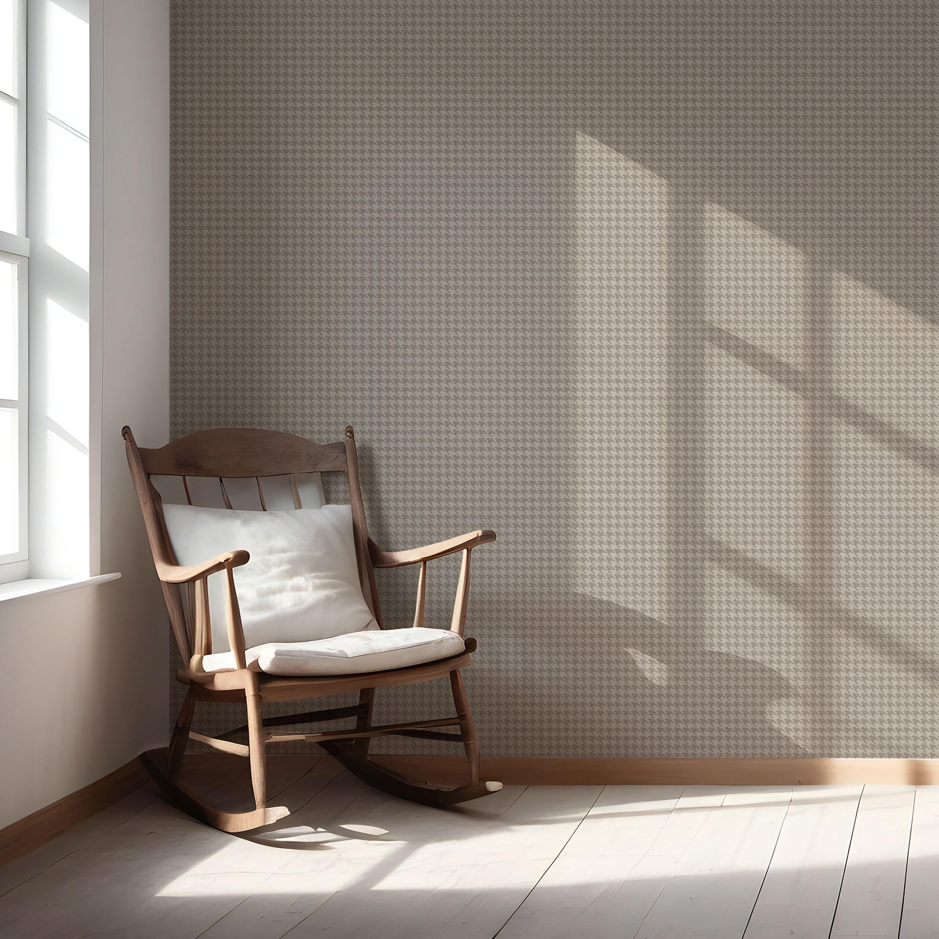 Neutral Plain/ Textured Houndstooth Nursery Wallpaper Sample (Beige/ Warm Gray/ Taupe)