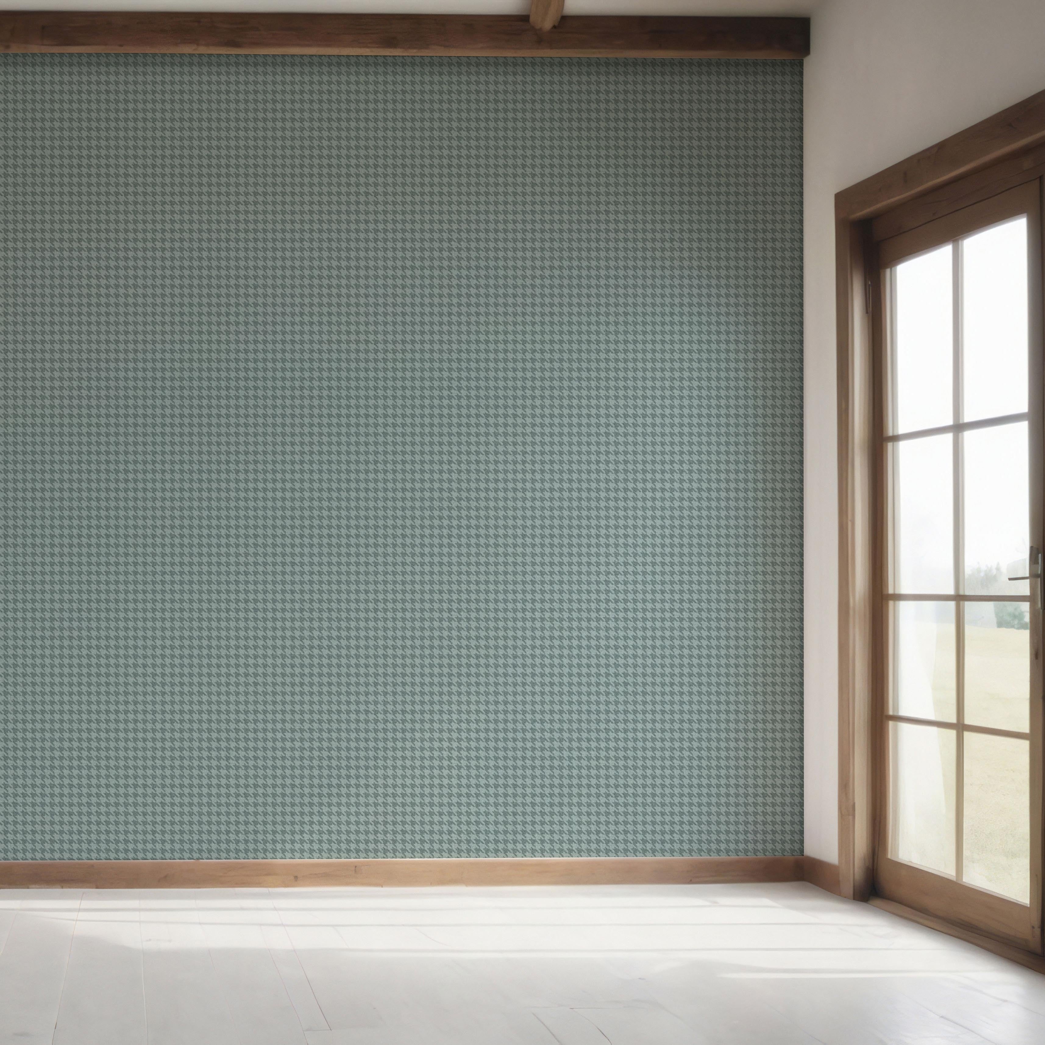 Plain/ Textured Houndstooth Bedroom Wallpaper Sample (Soft Blue)