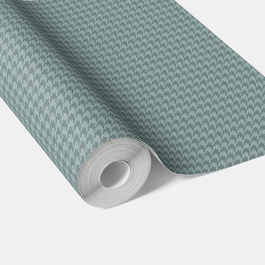 Plain/ Textured Houndstooth Traditional Wallpaper Sample (Soft Blue)