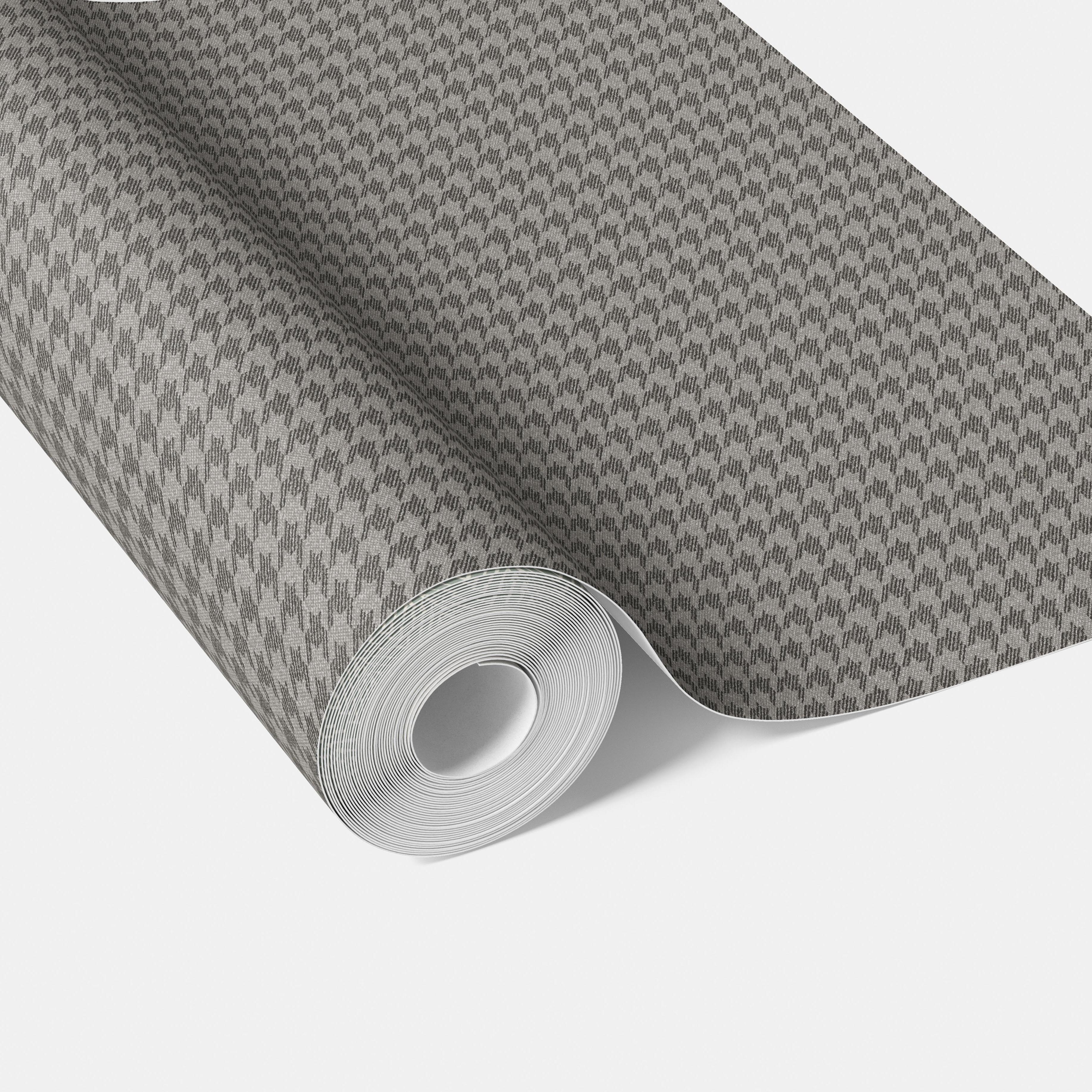 Neutral Plain/ Textured Houndstooth Traditional Wallpaper Sample (Gray/ Black)