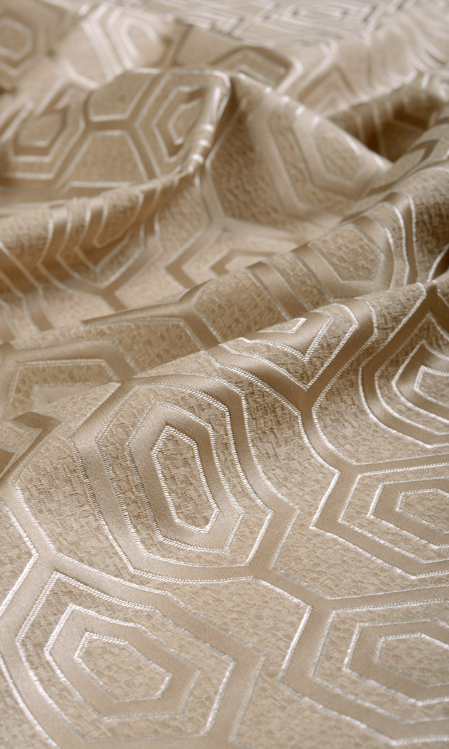 Jacquard Honeycomb Patterned Fabric Sample for Curtains & Drapes (Beige)