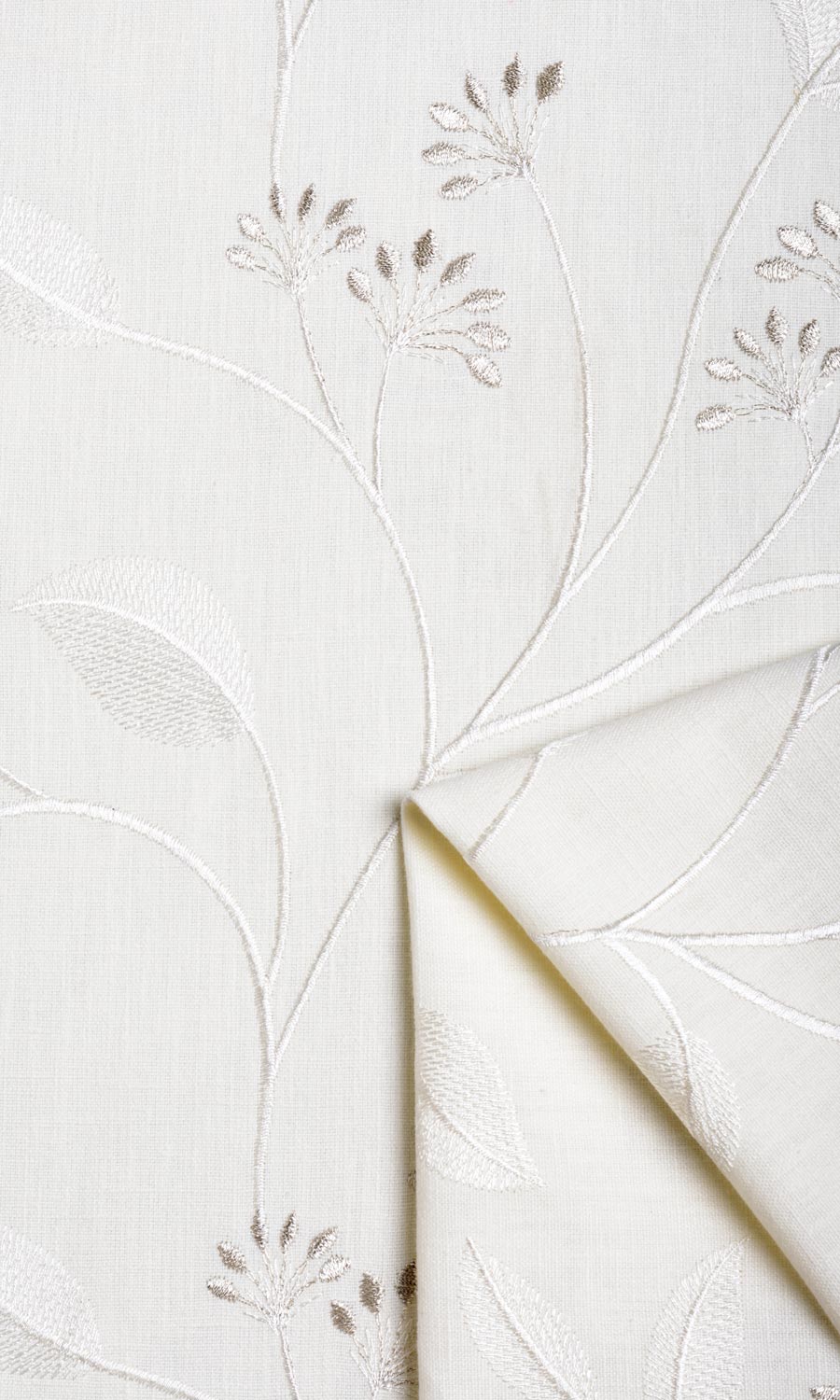 Floral Embroidery Fabric Material By the Yard (White/ Cream)