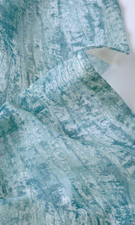 Textured Sheer Home Décor Fabric By the Yard (Teal Blue)