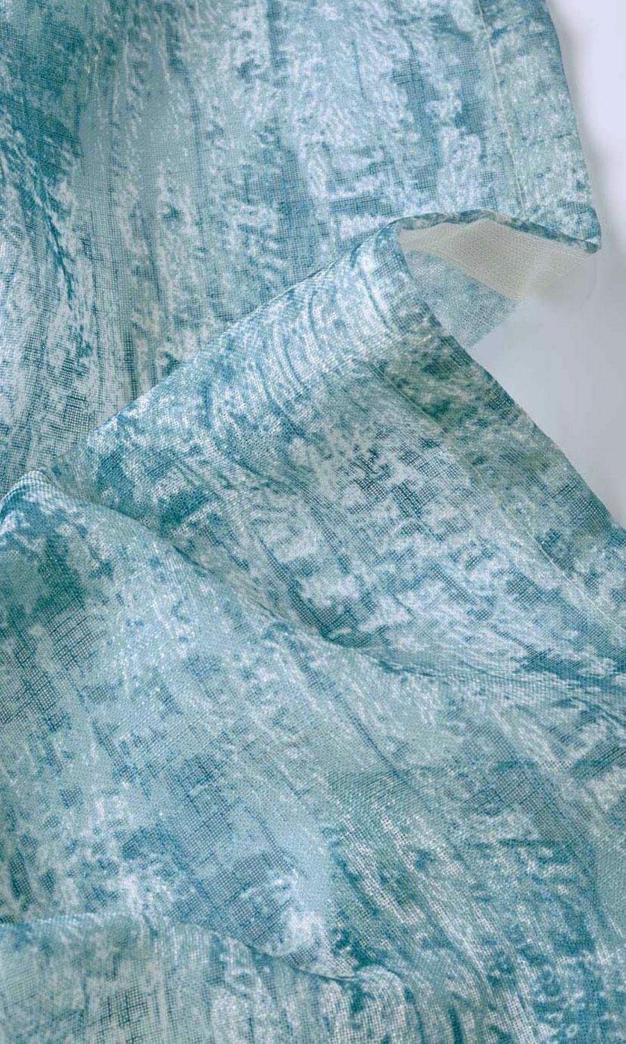Textured Sheer Home Décor Fabric By the Yard (Teal Blue)
