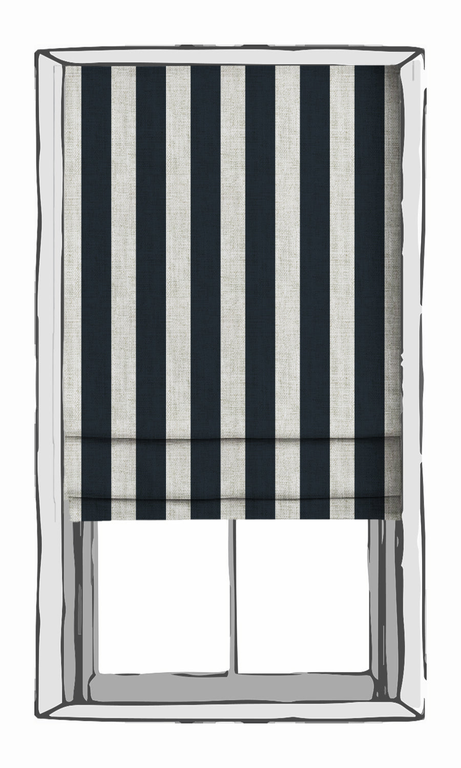 Striped Print Fabric Material By the Metre (Blue/ White)