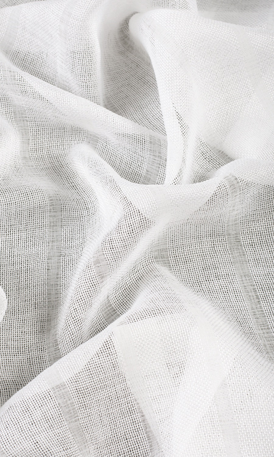 Textured Striped Sheer Fabric Sample for Curtains & Drapes (White)