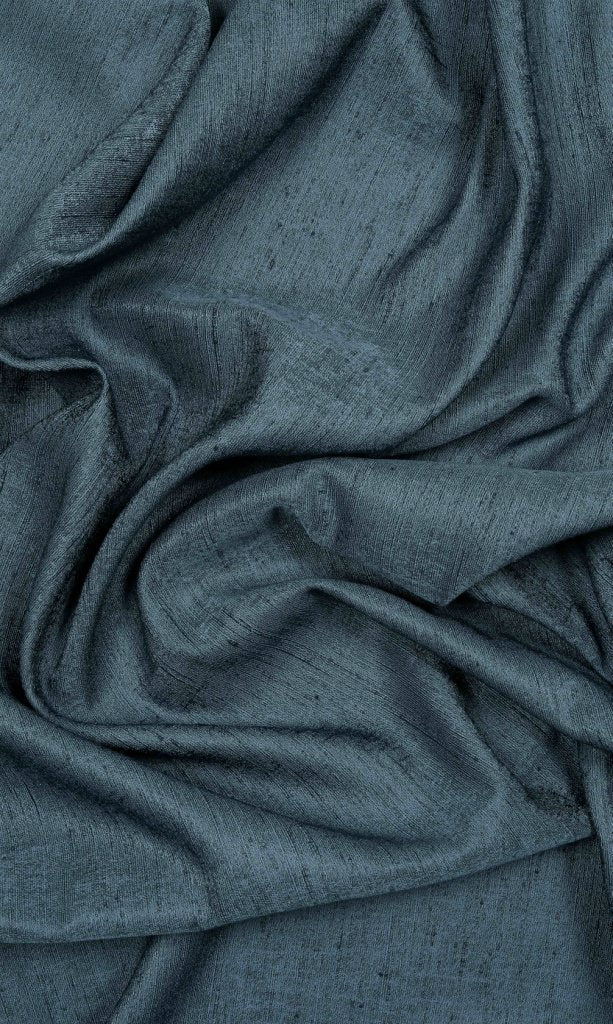 Silk Blend Window Treatments Fabric By the Yard (Navy Blue)