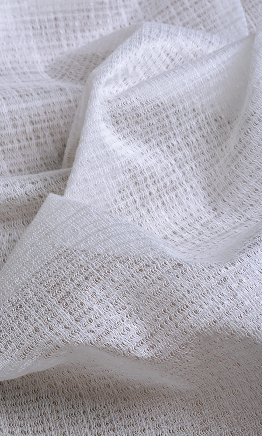 Cotton Blend Check Sheer Fabric Material By the Yard (Milky White)