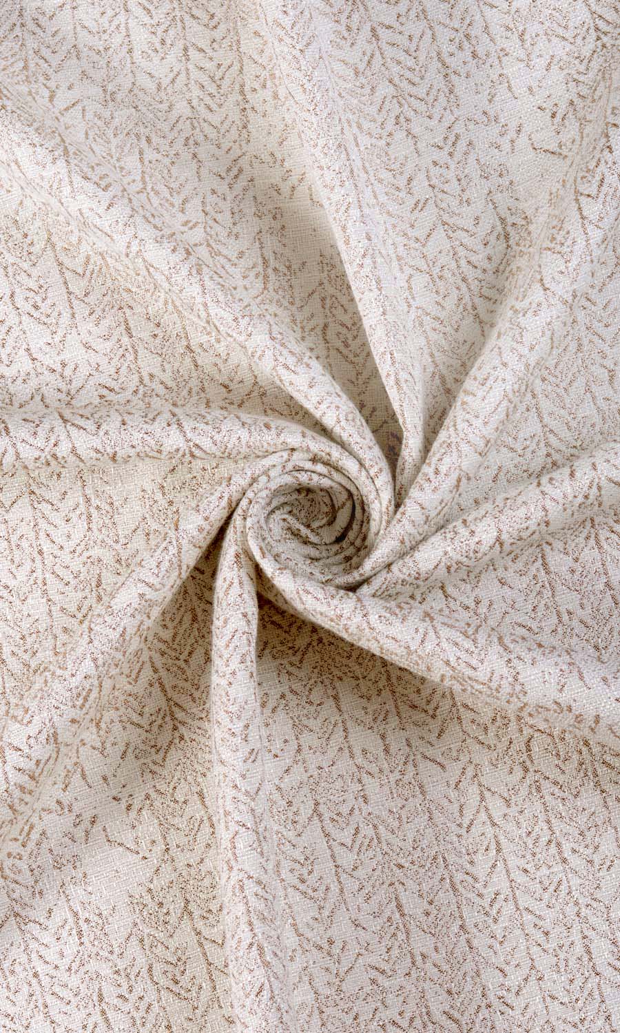 Herringbone Poly-Cotton Home Textile Fabric Material Sample (Off White/ Brown)