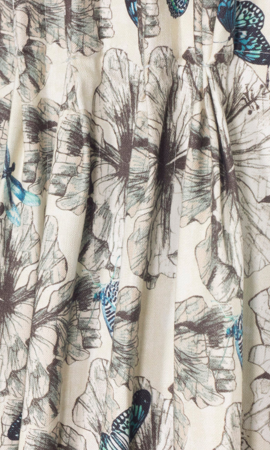 Butterfly Print Cotton Window Treatments Fabric By the Metre (Blue)