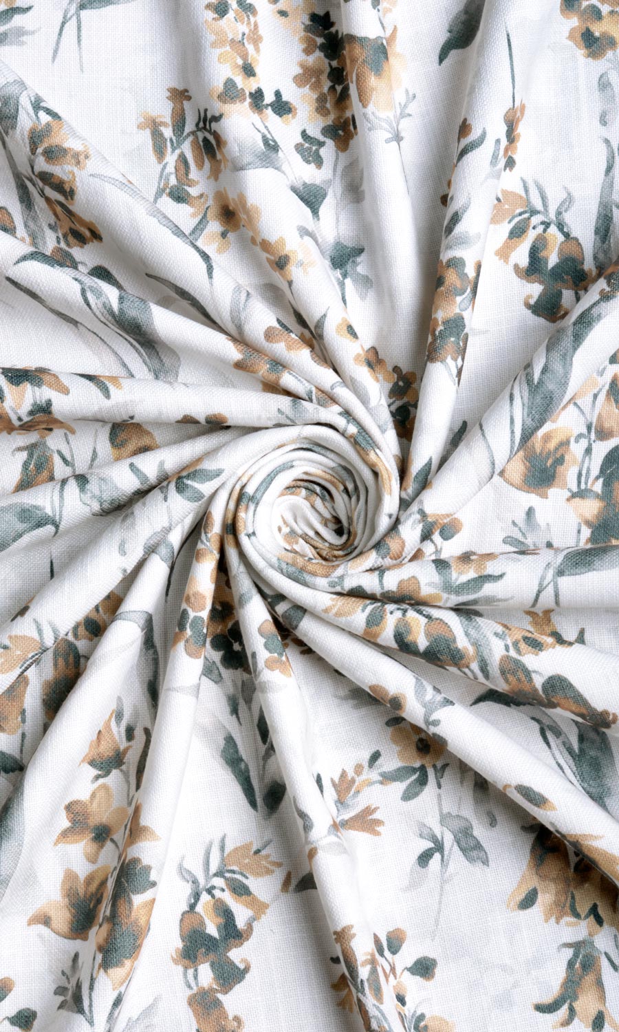 Floral Print Fabric By the Yard for Curtains & Drapes (Beige/ Brown)