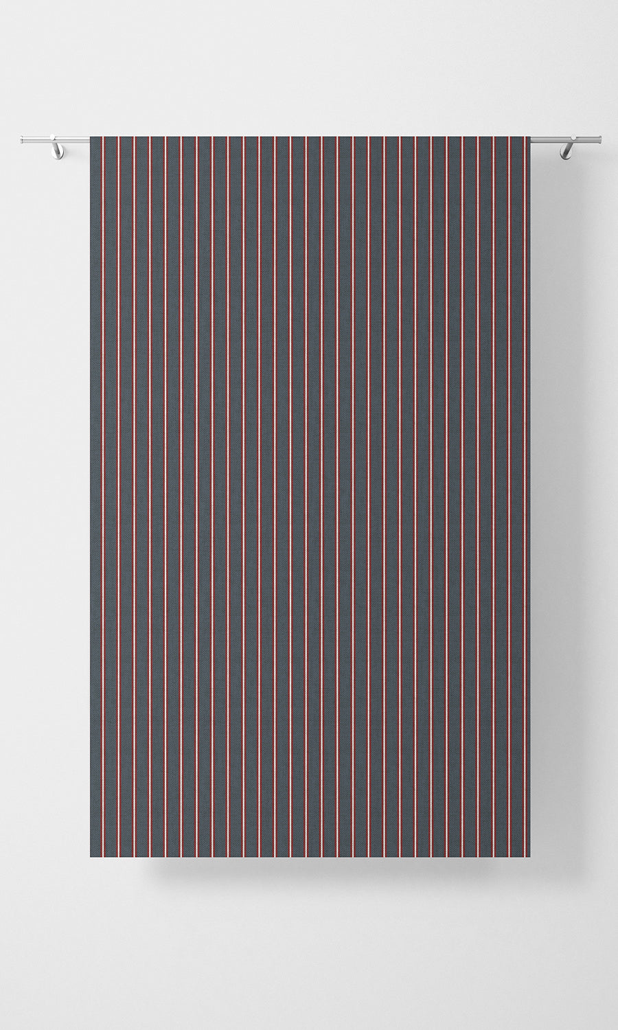 Striped Print Free Fabric Material Sample (Slate Grey/ Red)