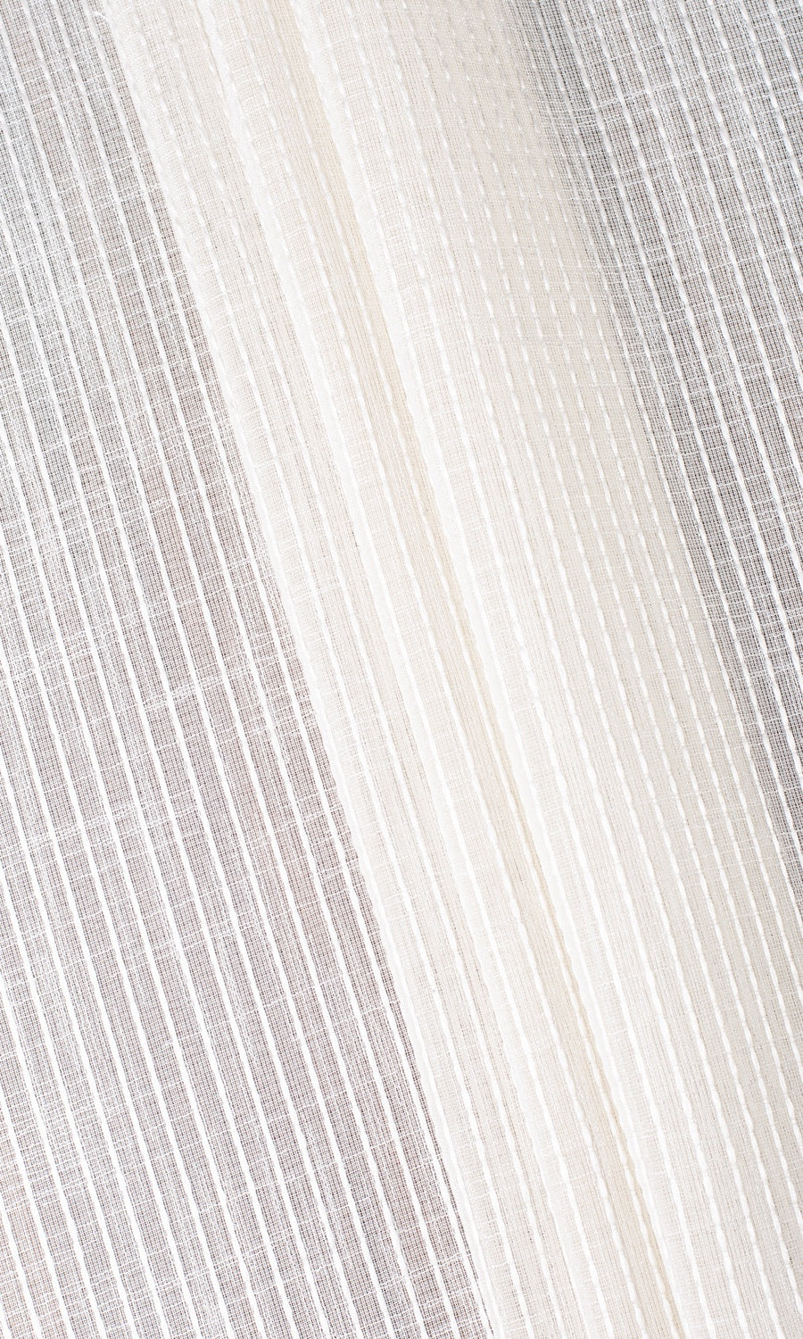 Embroidered Striped Sheer Home Textile Fabric Material Sample (Creamy Beige)