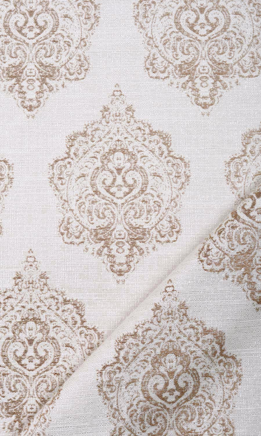 Patterned Free Fabric Material Sample (White/ Mocha Brown)