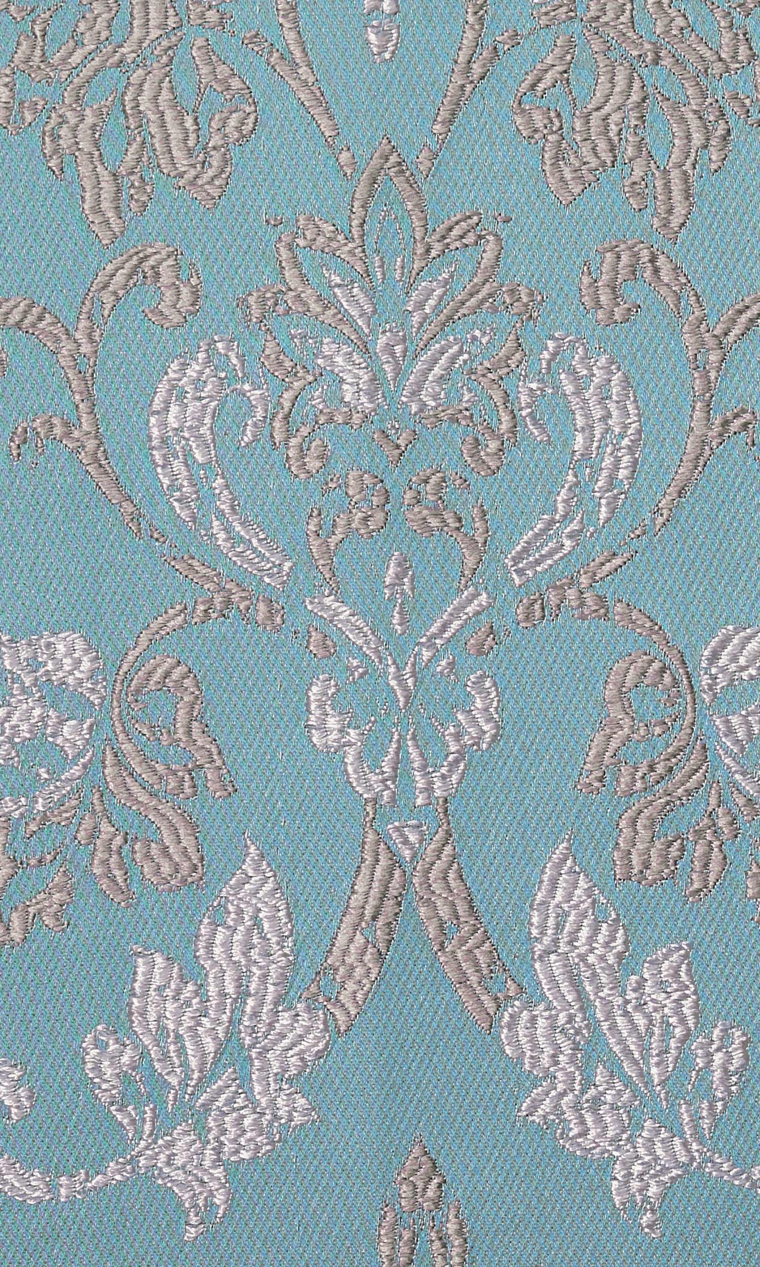 Fleur De Lis Patterned Home Textile Fabric Material By the Yard (Blue)
