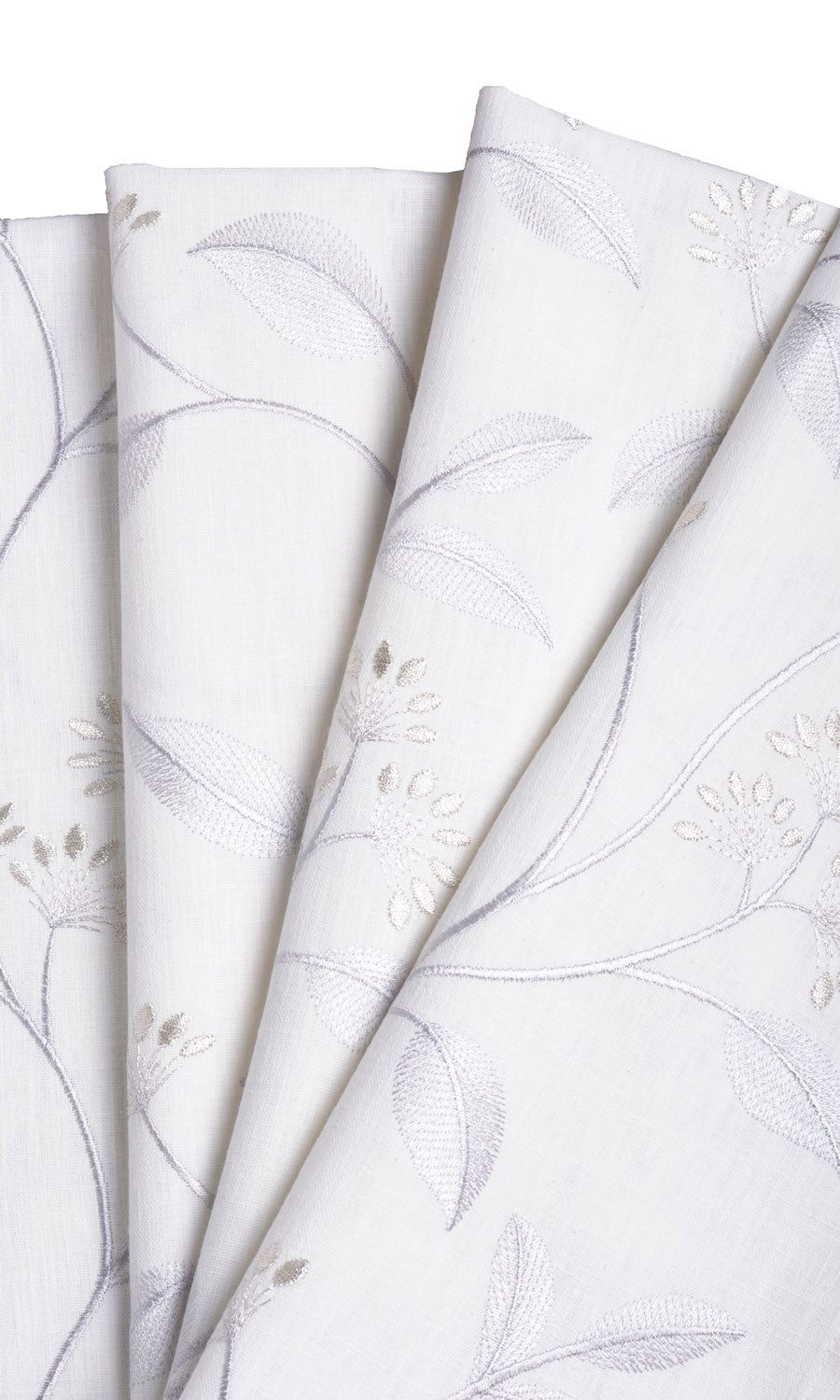 Floral Embroidery Fabric By the Yard for Curtains & Drapes (White/ Cream)