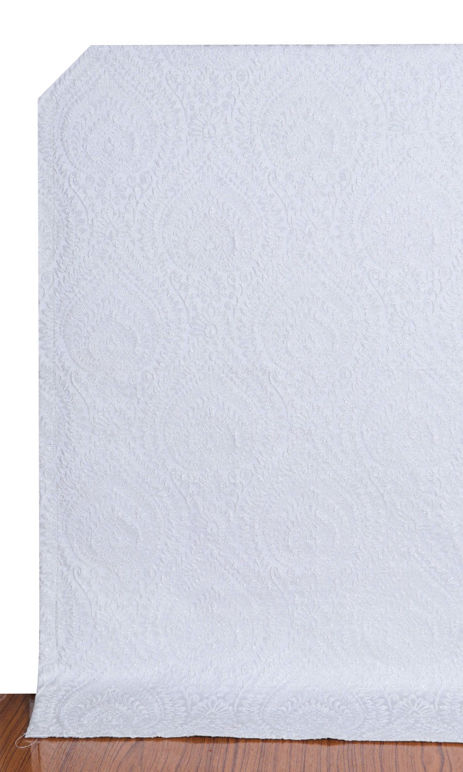 Textured Floral Window Treatments Fabric By the Yard (White)