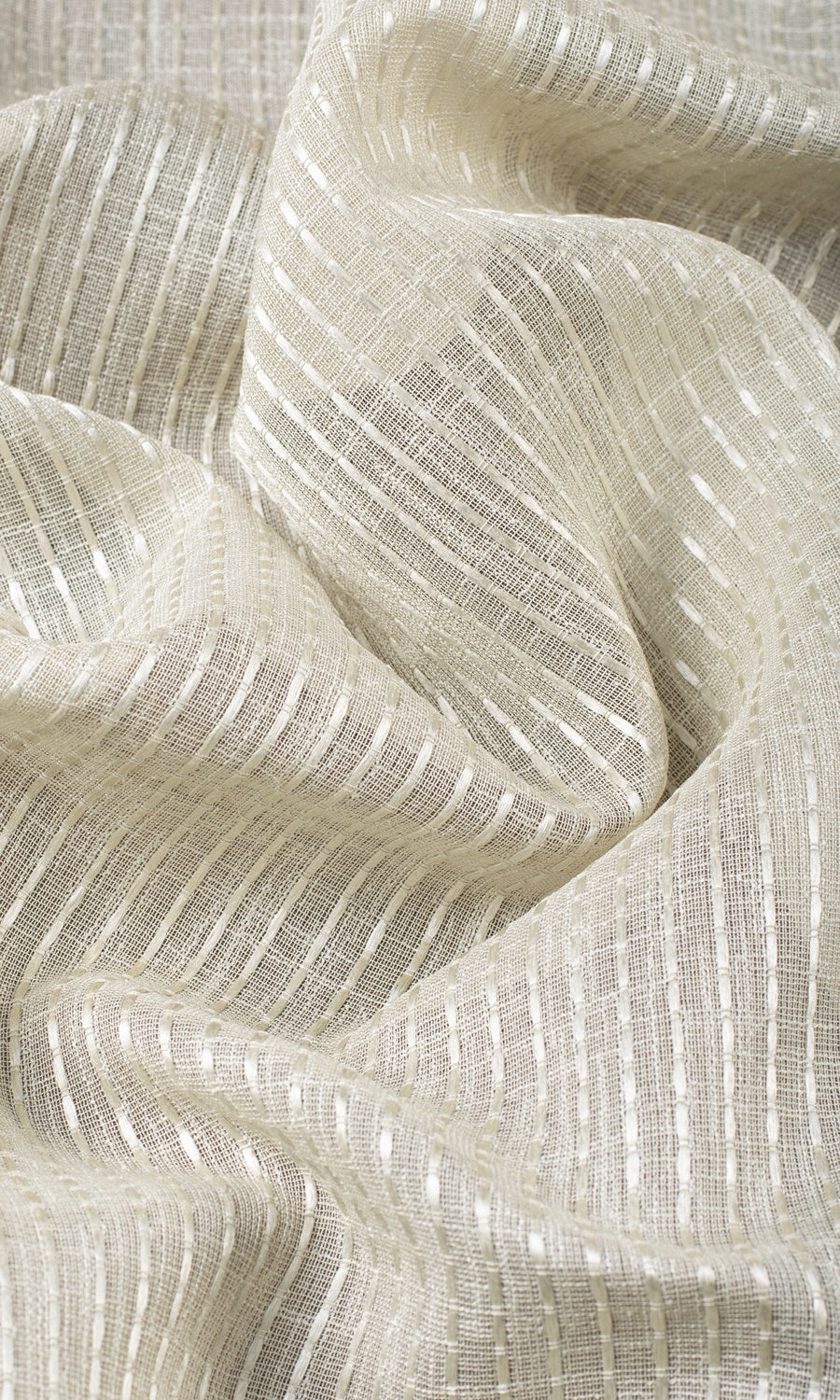 Striped Embroidery Sheer Home Décor Fabric By the Yard (Pale Beige)