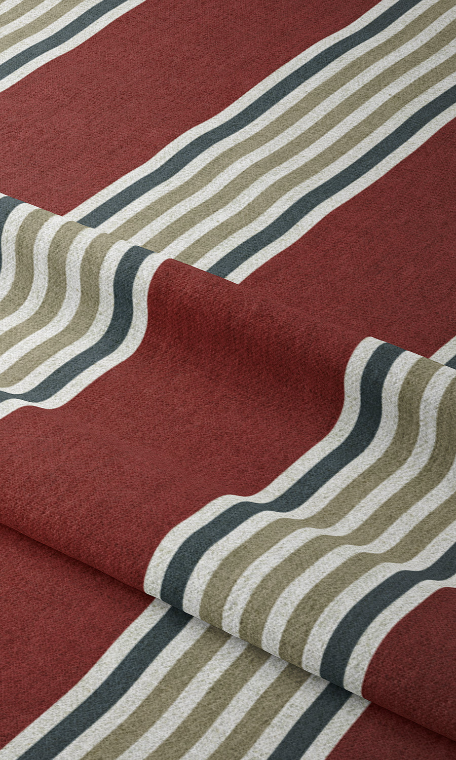Striped Pinch Pleat, Rod Pocket, Eyelet Curtains (Deep Red/ Beige)