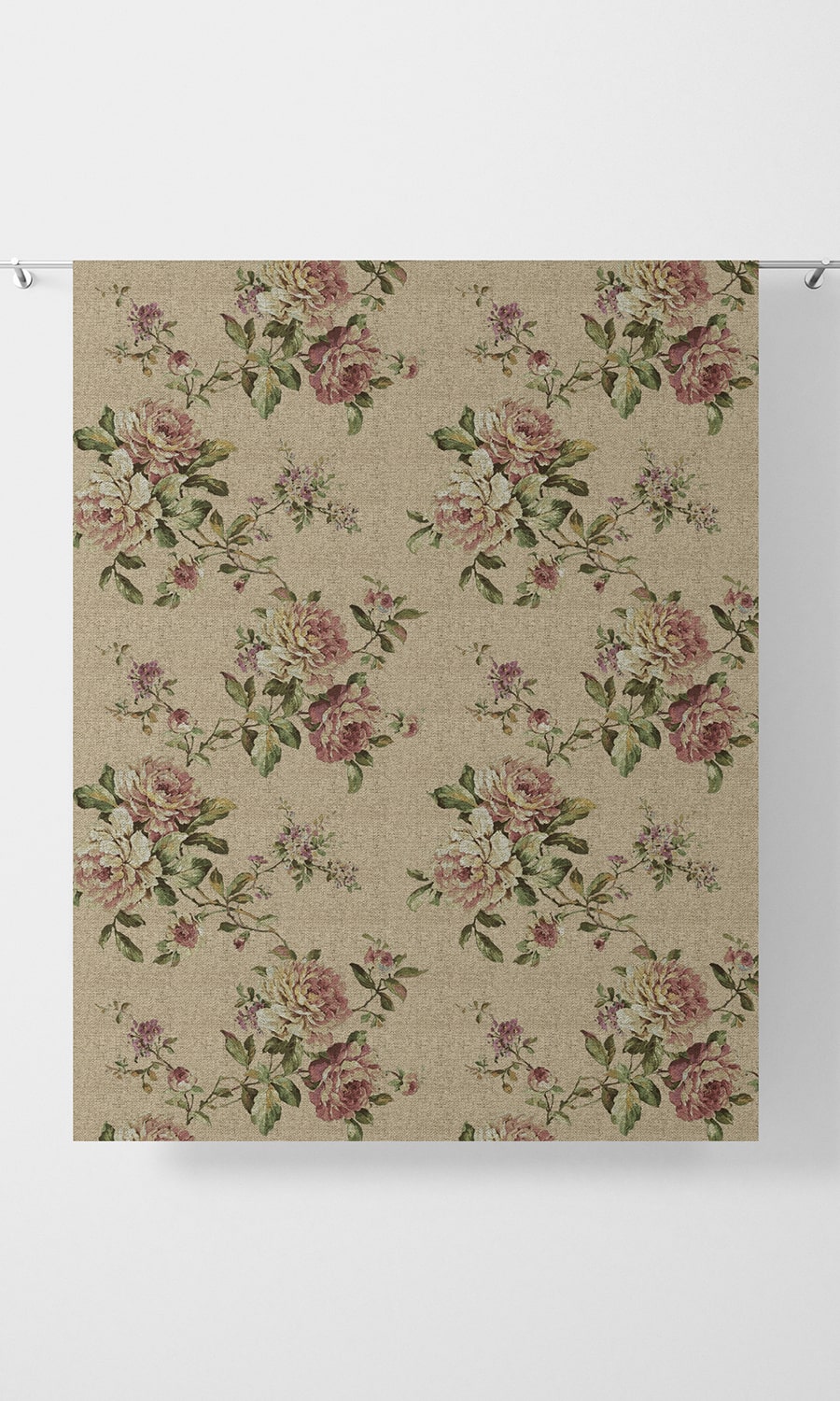 Floral Home Décor Fabric By the Yard (Ochre/ Green/ Red)
