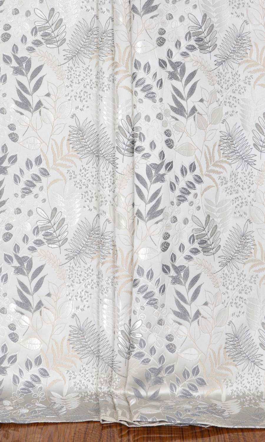 Botanical Window Treatments Fabric By the Yard (Pale Grey/ Warm White)