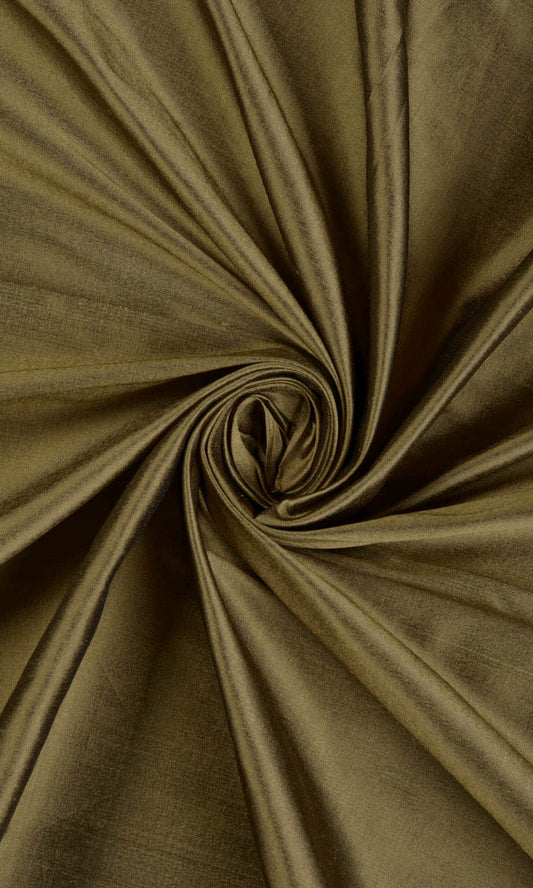 Shantung Silk Home Décor Fabric Sample (Dark Olive Green)