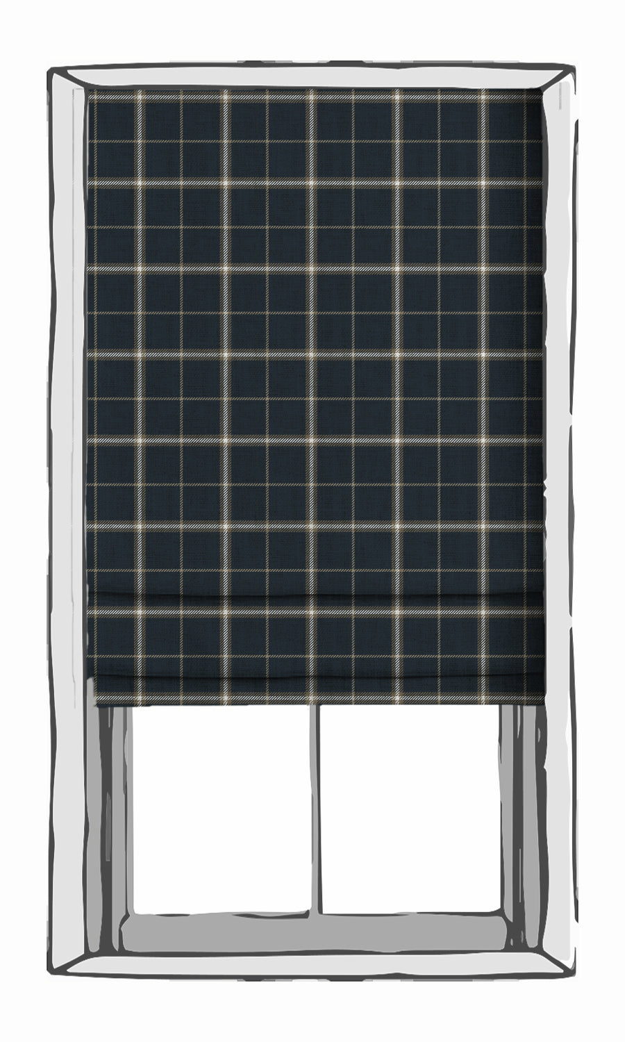 Checkered Fabric Material By the Yard (Navy Blue/ Brown)