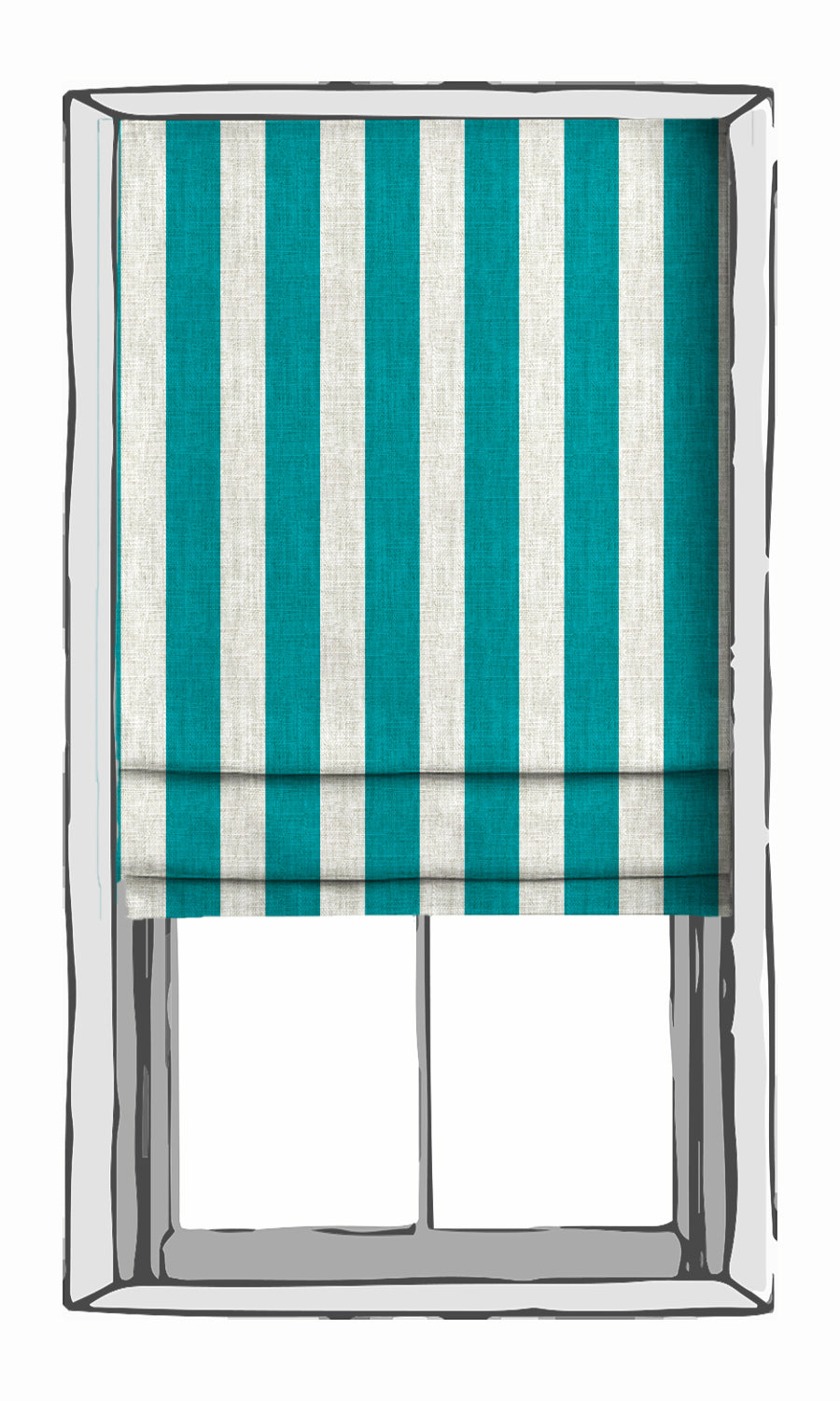 Striped Print Window Treatments Fabric Sample (Pacific Blue)