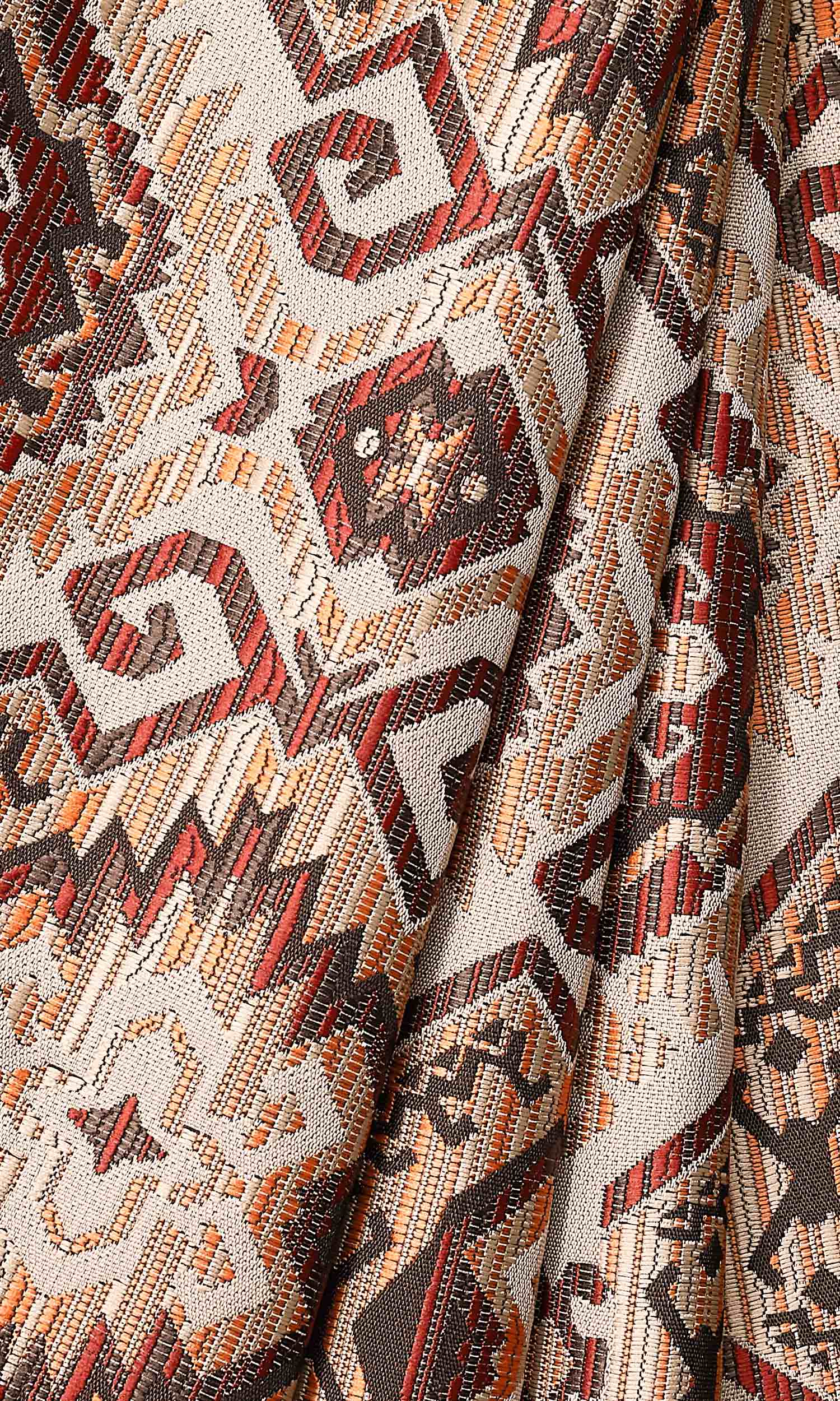 Aztec Print Window Treatments Fabric By the Yard (Burnt Brown/ Red/ Yellow)