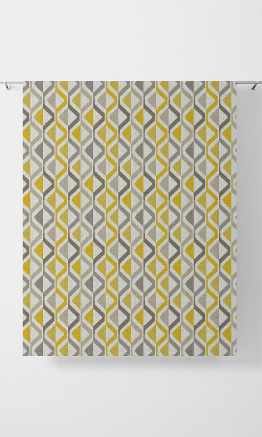 Geometric Striped Curtains (Yellow/ Grey)