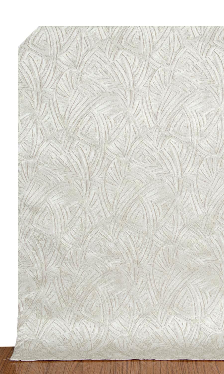 Self-Patterned Poly-Cotton Window Treatments Fabric Sample (White/ Cream)