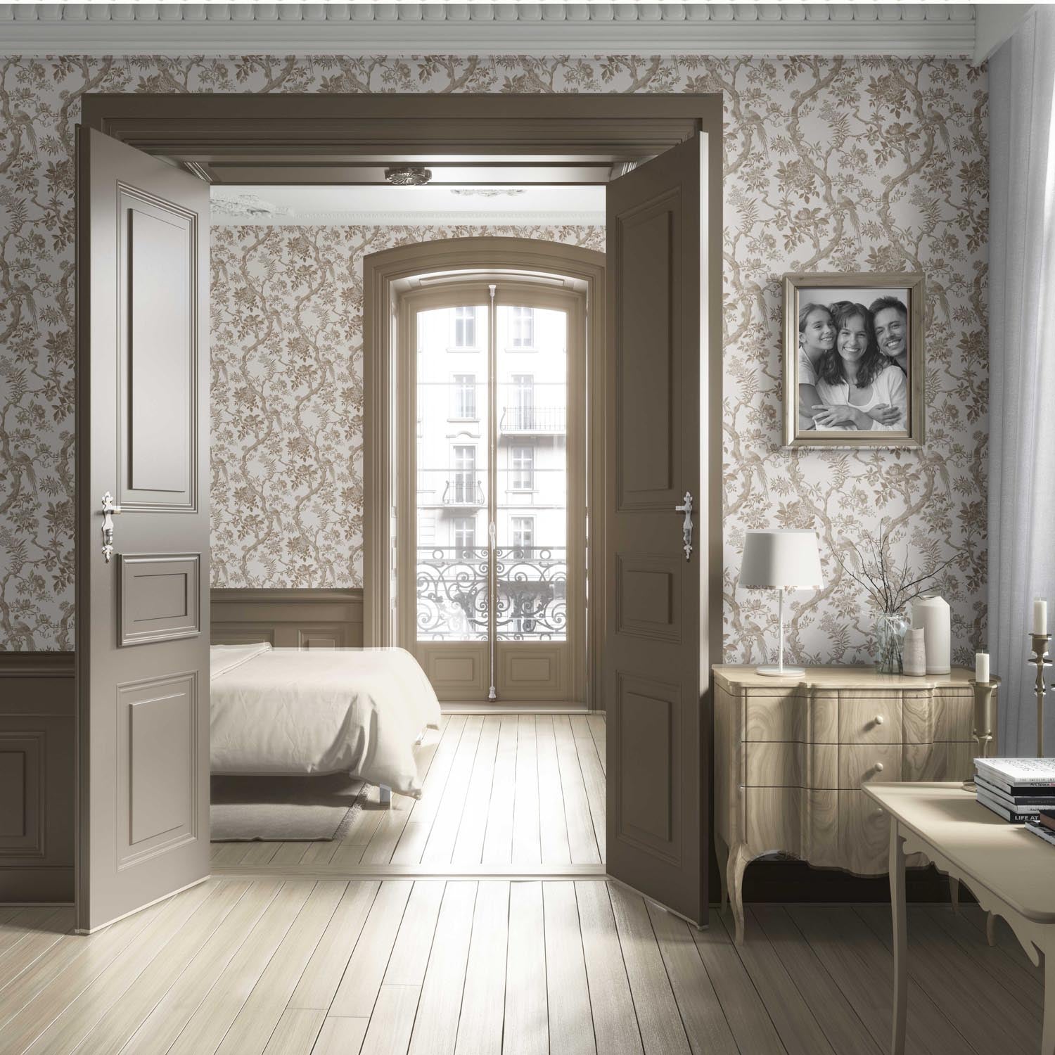 Floral Toile/ Bird Print Chinoiserie Living Room Wallpaper (Beige/ Taupe/ Brown)