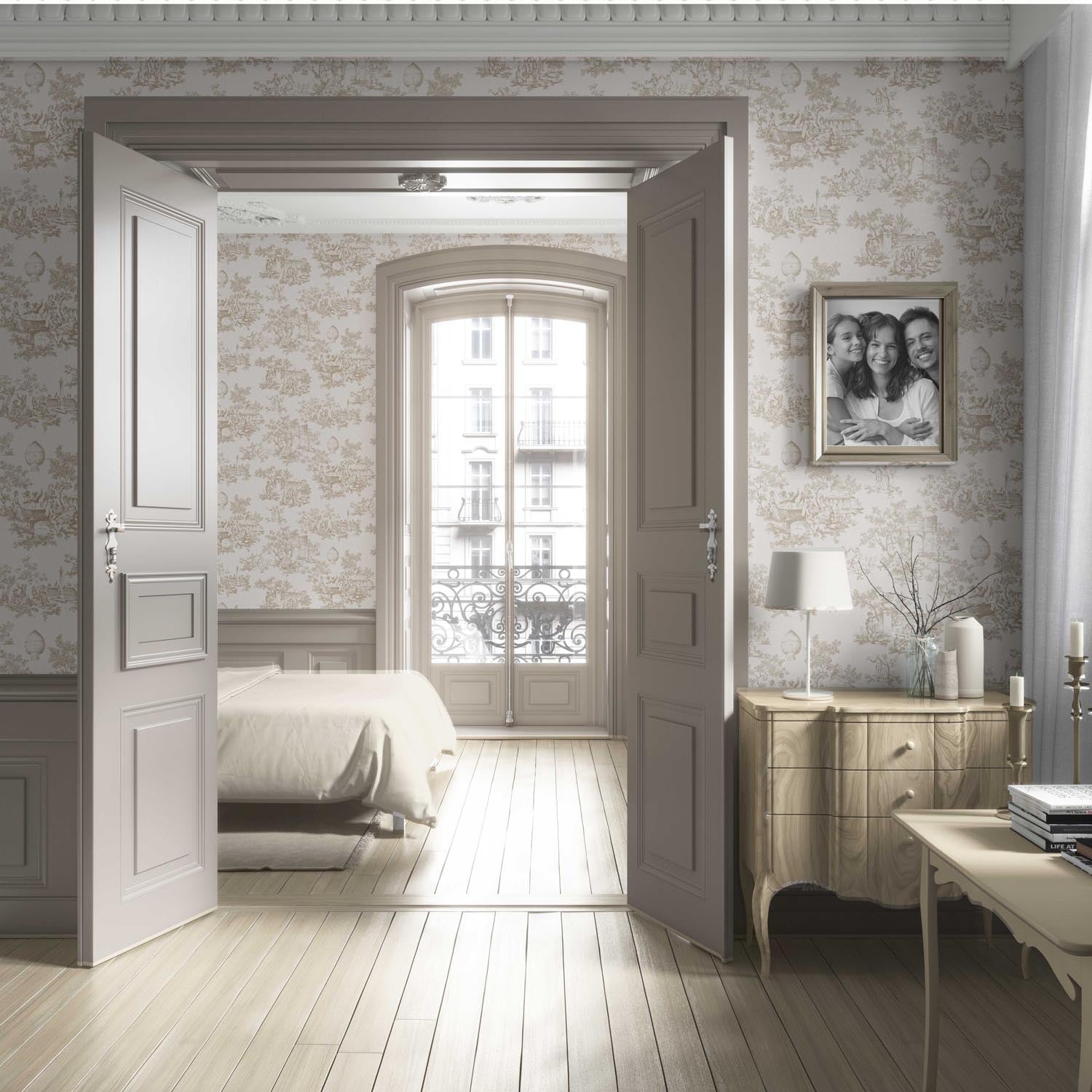Toile de Jouy/ Nature Print Living Room Wallpaper Sample (Beige/ Brown/ Taupe)