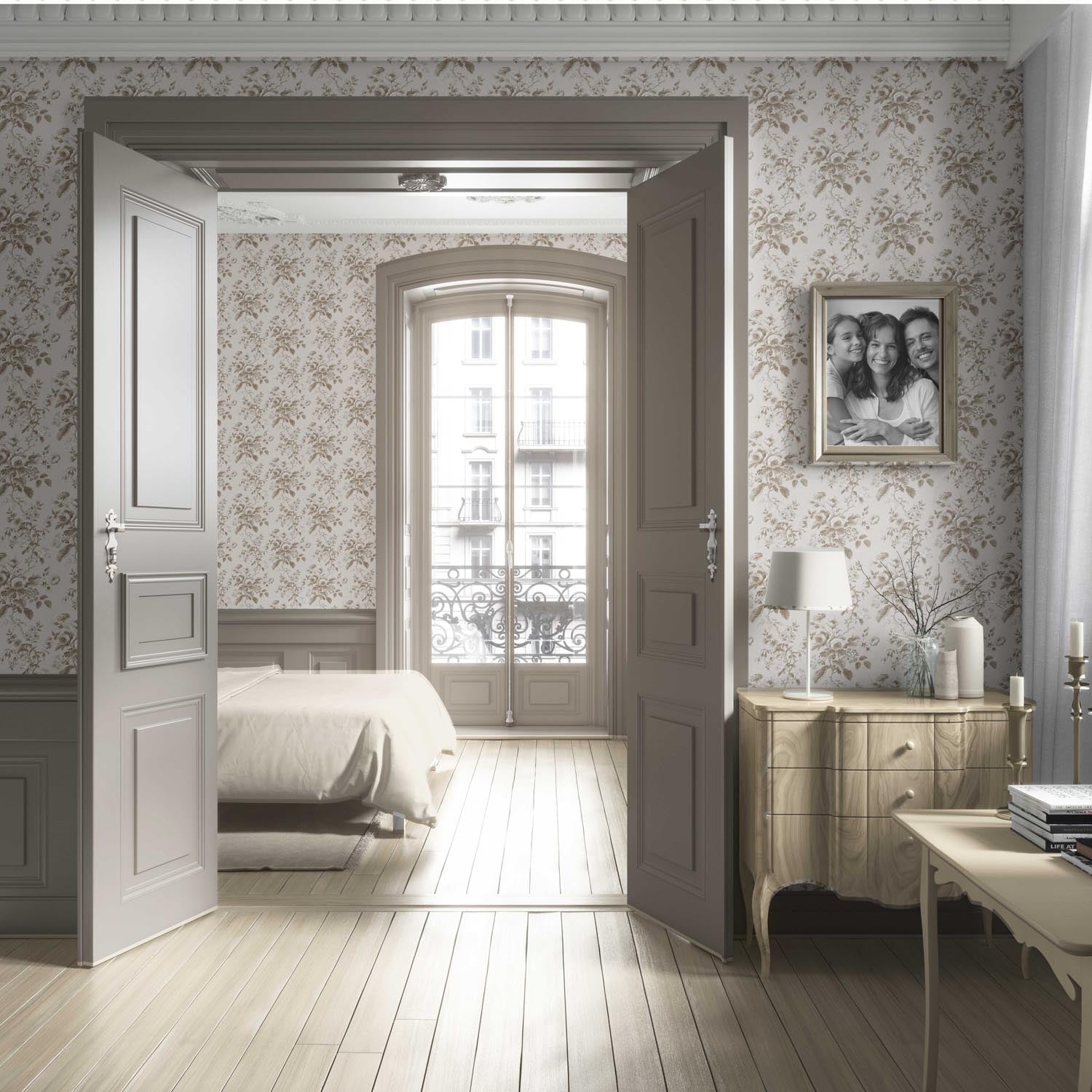 Vintage-Inspired Floral Toile/ Botanical Living Room Wallpaper (Beige/ Brown/ Taupe)