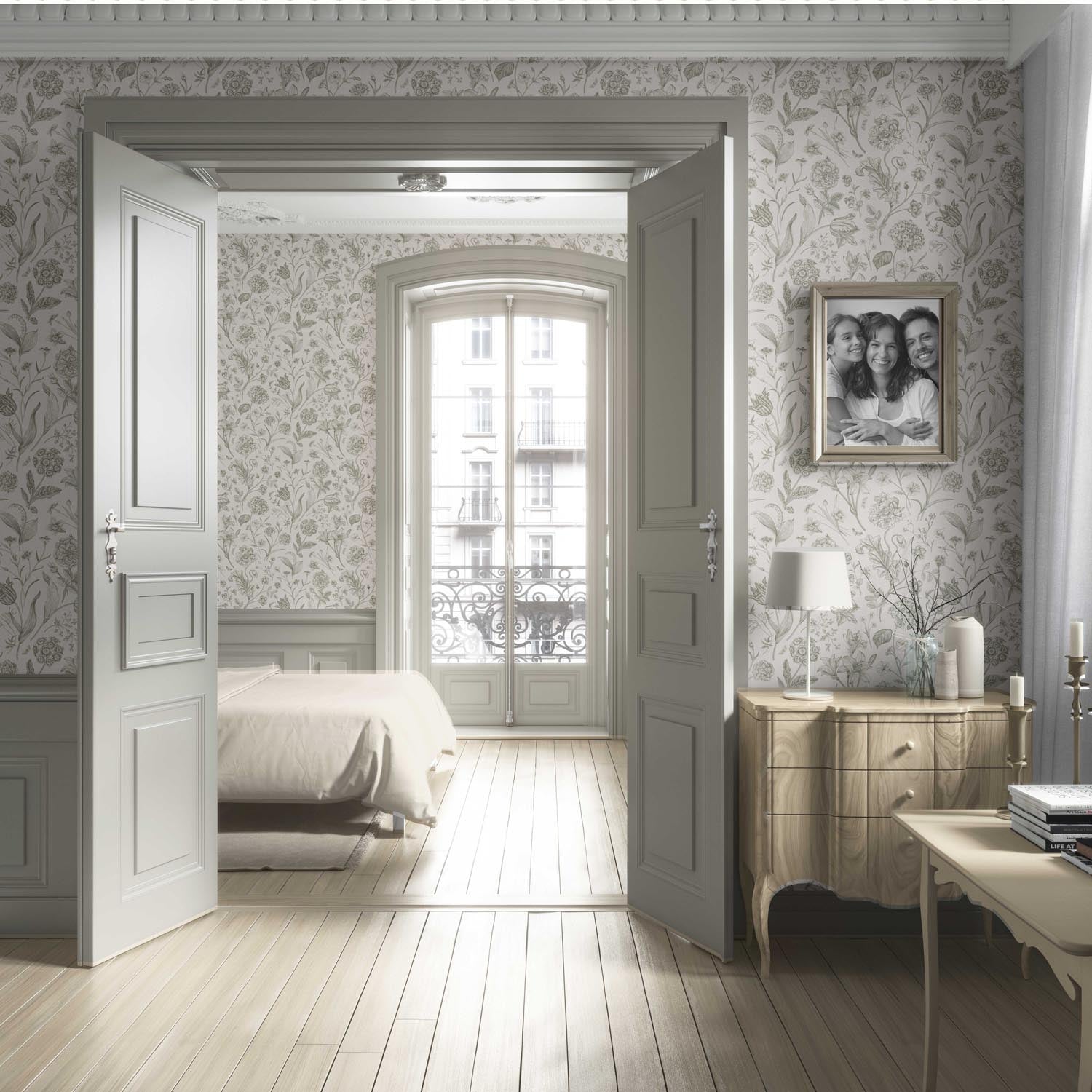 Floral/ Botanical Living Room Wallpaper (Olive Green)