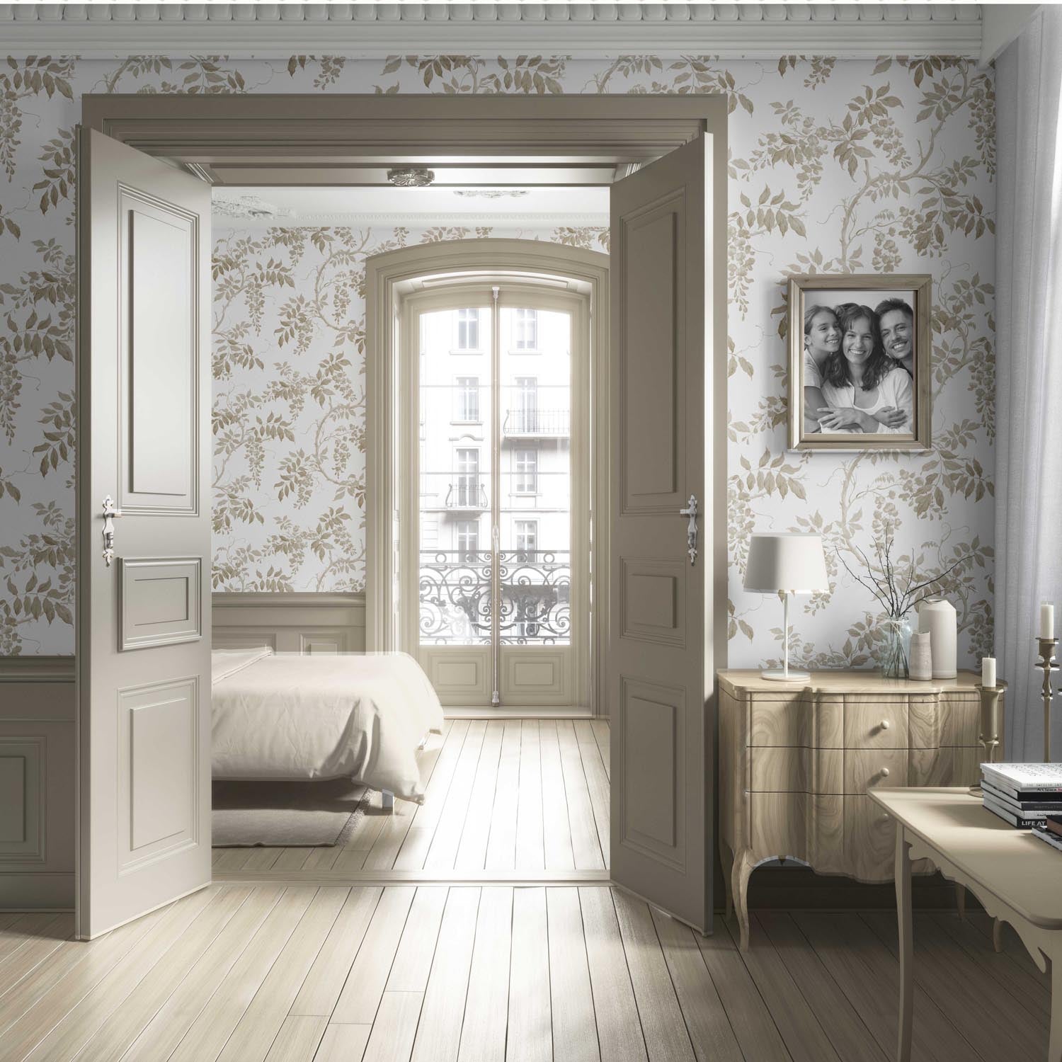 Neutral Floral Vine/ Botanical Living Room Wallpaper (Beige/ Taupe/ Gray/ White)