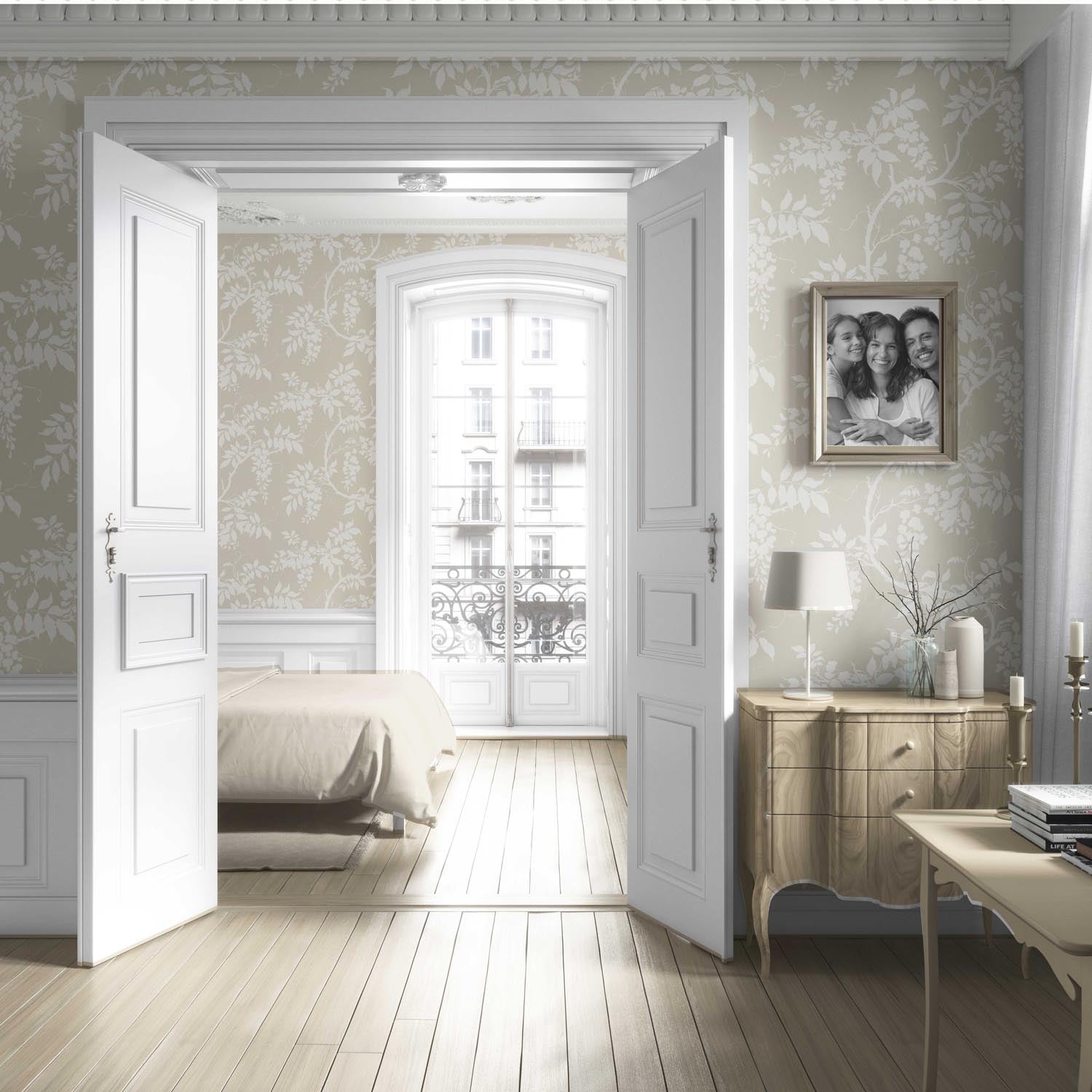 Neutral Floral Vine/ Botanical Living Room Wallpaper (Beige/ Cream/ Warm Gray)