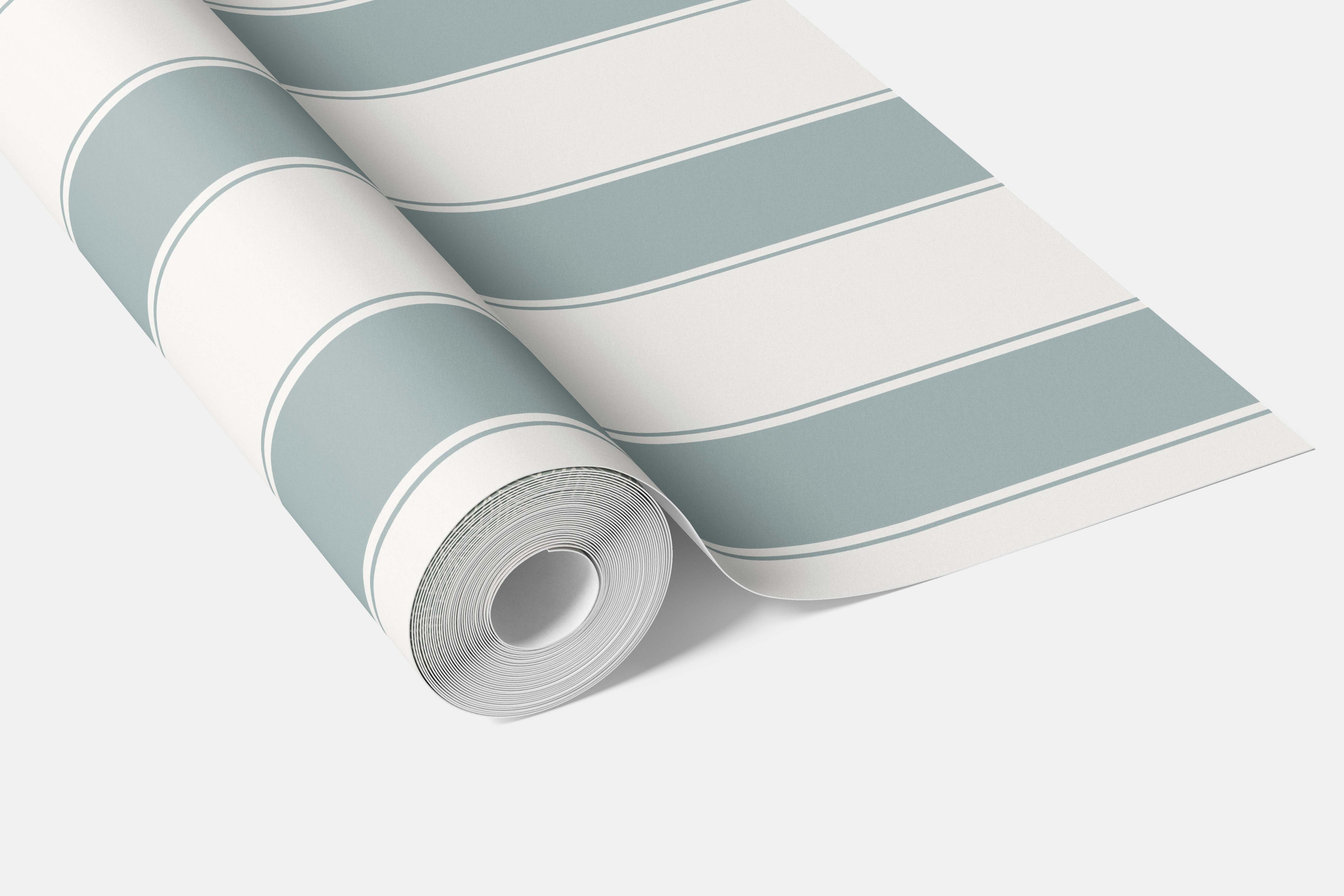 Geometric Striped Kitchen Wallpaper (Duck Egg Blue/ White)