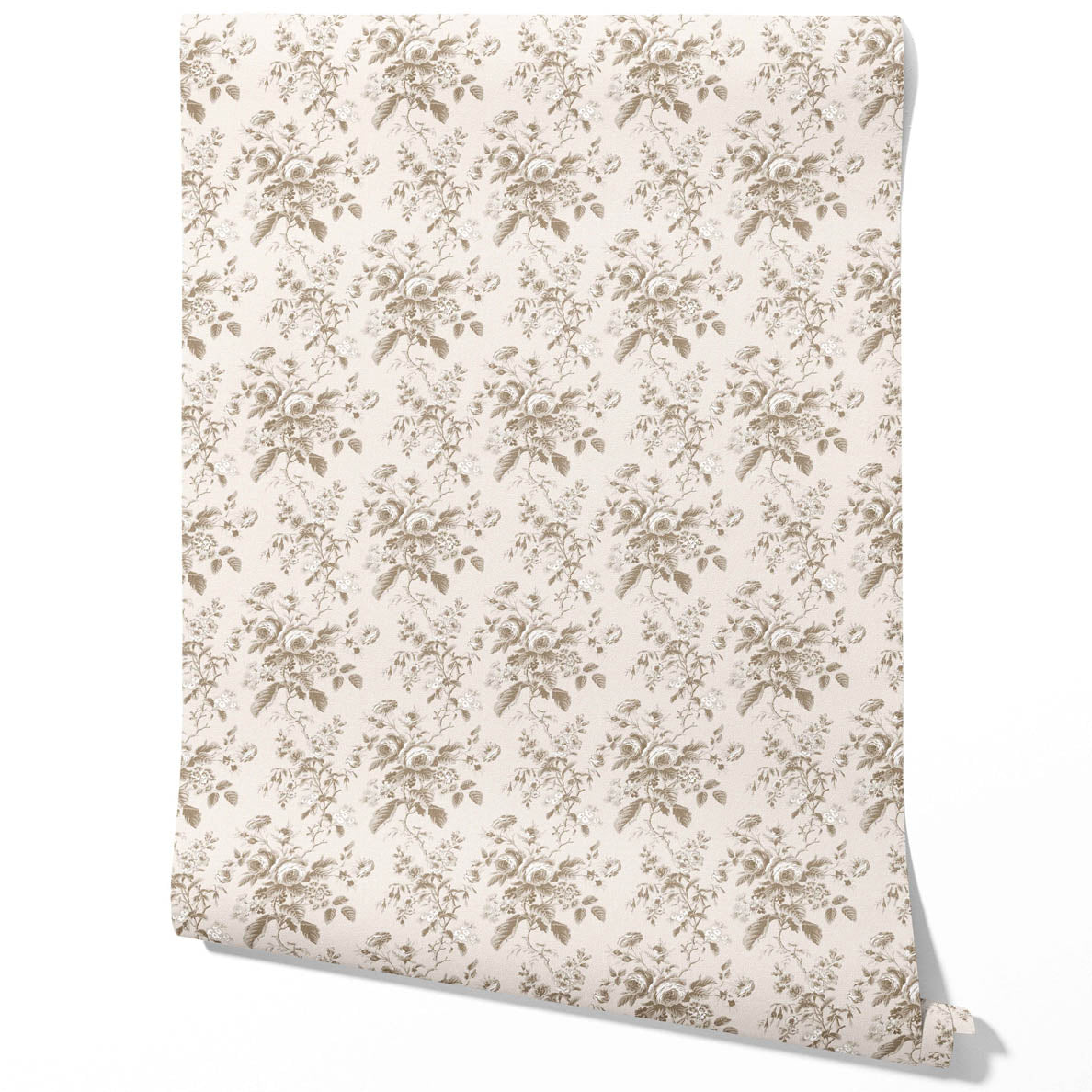 Vintage-Inspired Floral Toile/ Botanical Traditional Wallpaper (Beige/ Brown/ Taupe)