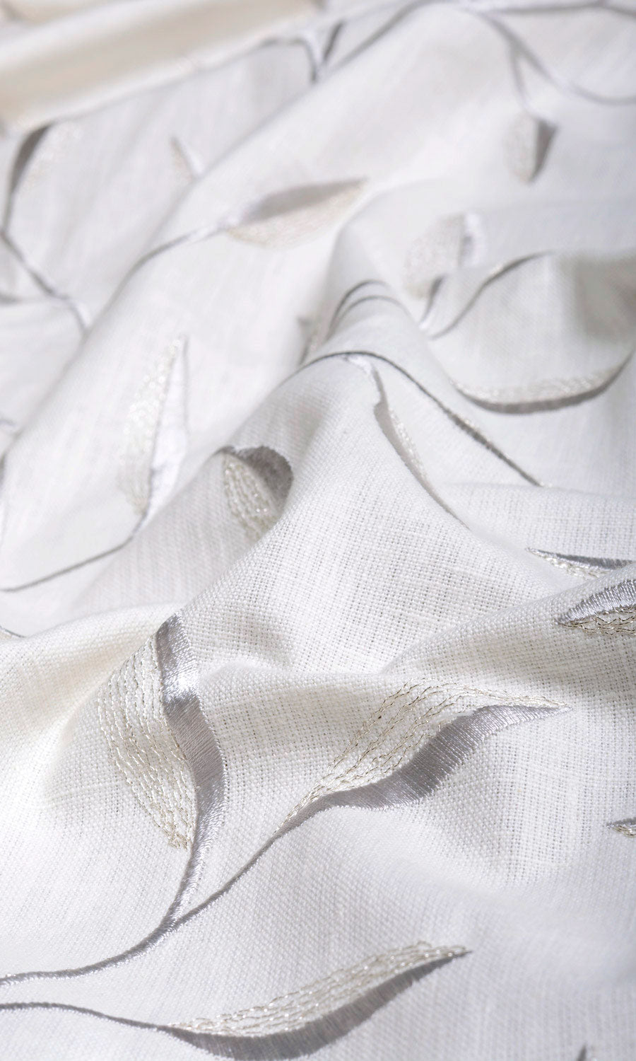 Floral Embroidery Home Textile Fabric Material By the Yard (White/ Cream)