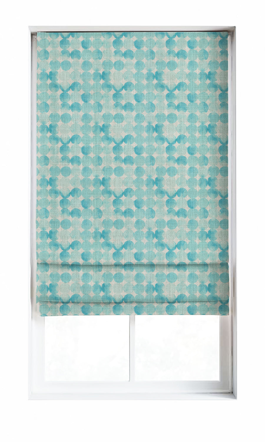 Polka Dots Window Treatments Fabric Sample (White/ Turquoise)