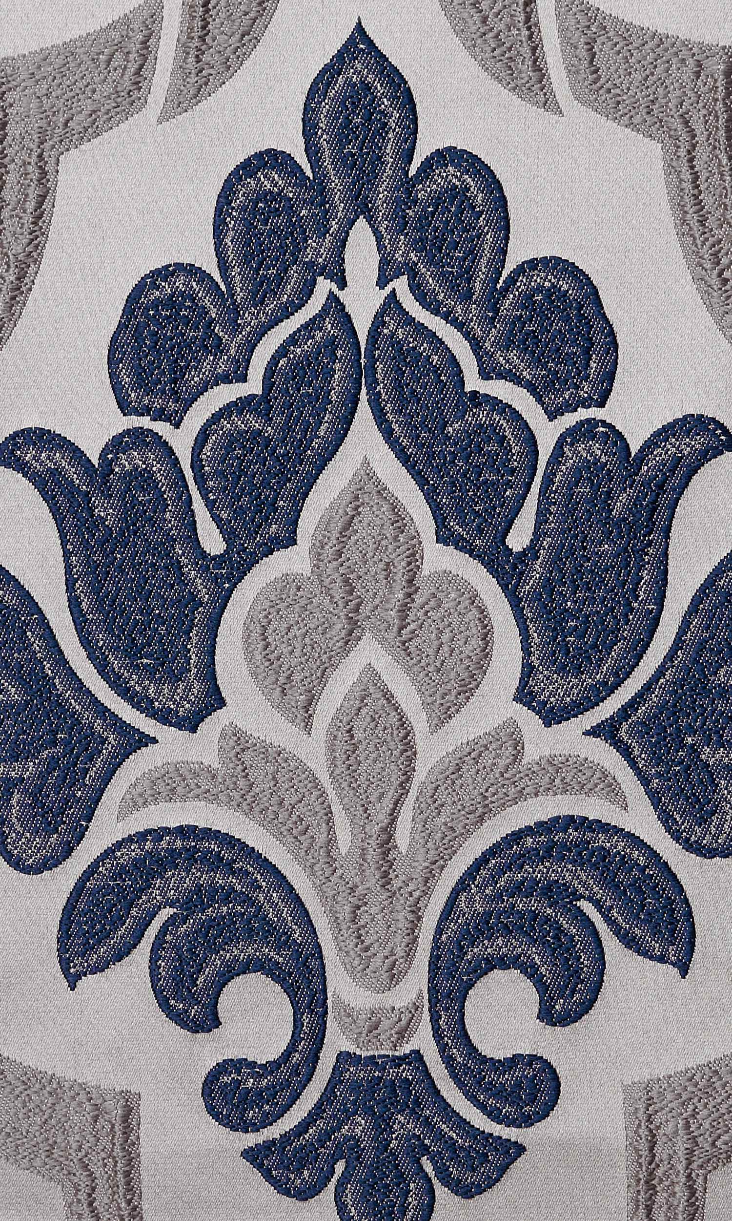 Damask Home Textile Fabric Material By the Yard (Navy Blue/ Grey)