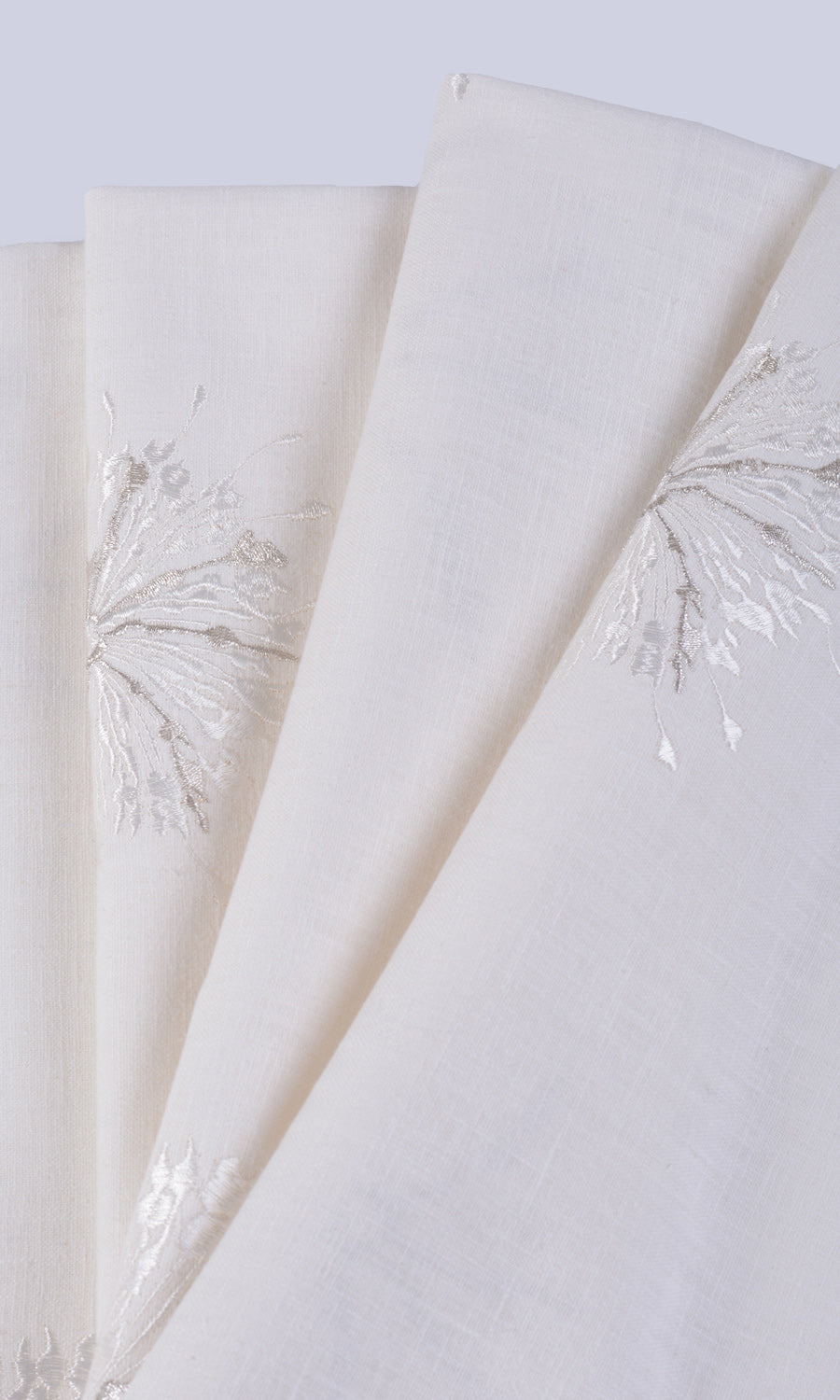 Sunburst Embroidered Fabric Sample for Curtains & Drapes (White/ Pale Gray)